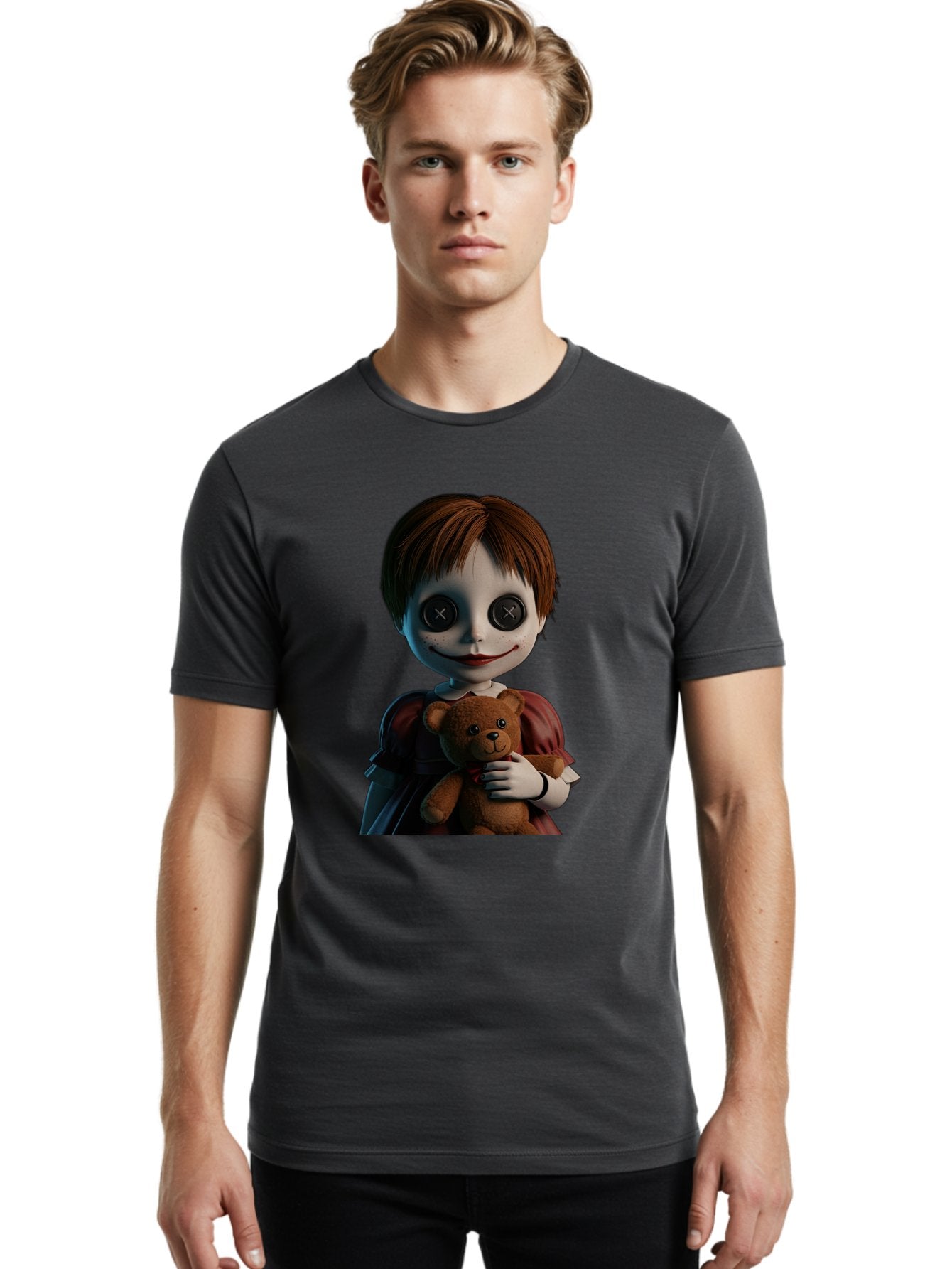 Creepy-Doll-1 Men'S Graphic Tee, 100% Cotton, Comfortable Casual Summer Wear, Machine Washable, Vintage Camera, Old Camera, Antique Camera, Black Camera, Classic Photography, Photography Equipment, Nostalgic Device, Film Camera, Camera Art Bam130 27