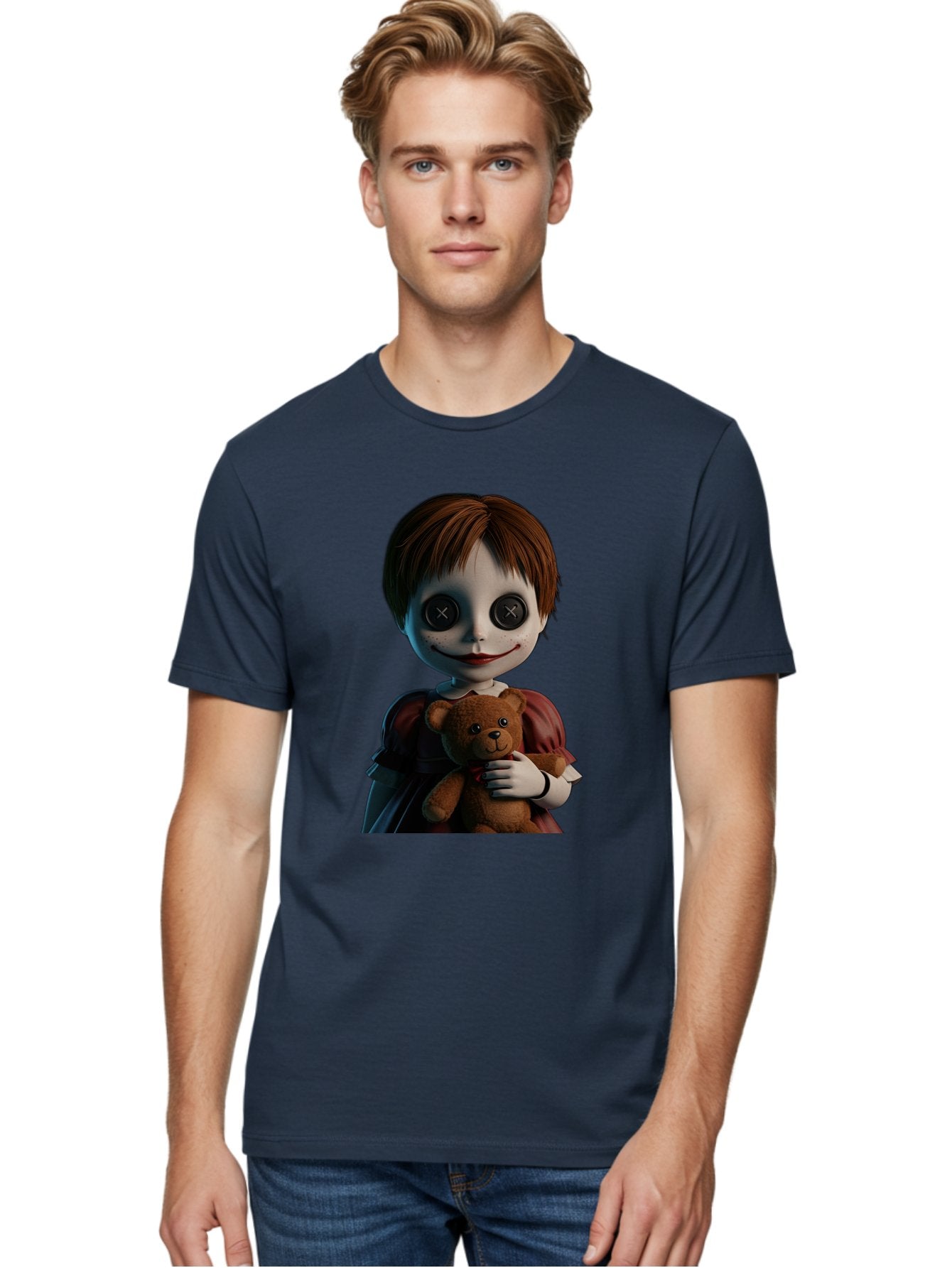 Creepy-Doll-1 Men'S Graphic Tee, 100% Cotton, Comfortable Casual Summer Wear, Machine Washable, Vintage Camera, Old Camera, Antique Camera, Black Camera, Classic Photography, Photography Equipment, Nostalgic Device, Film Camera, Camera Art Bam130 22