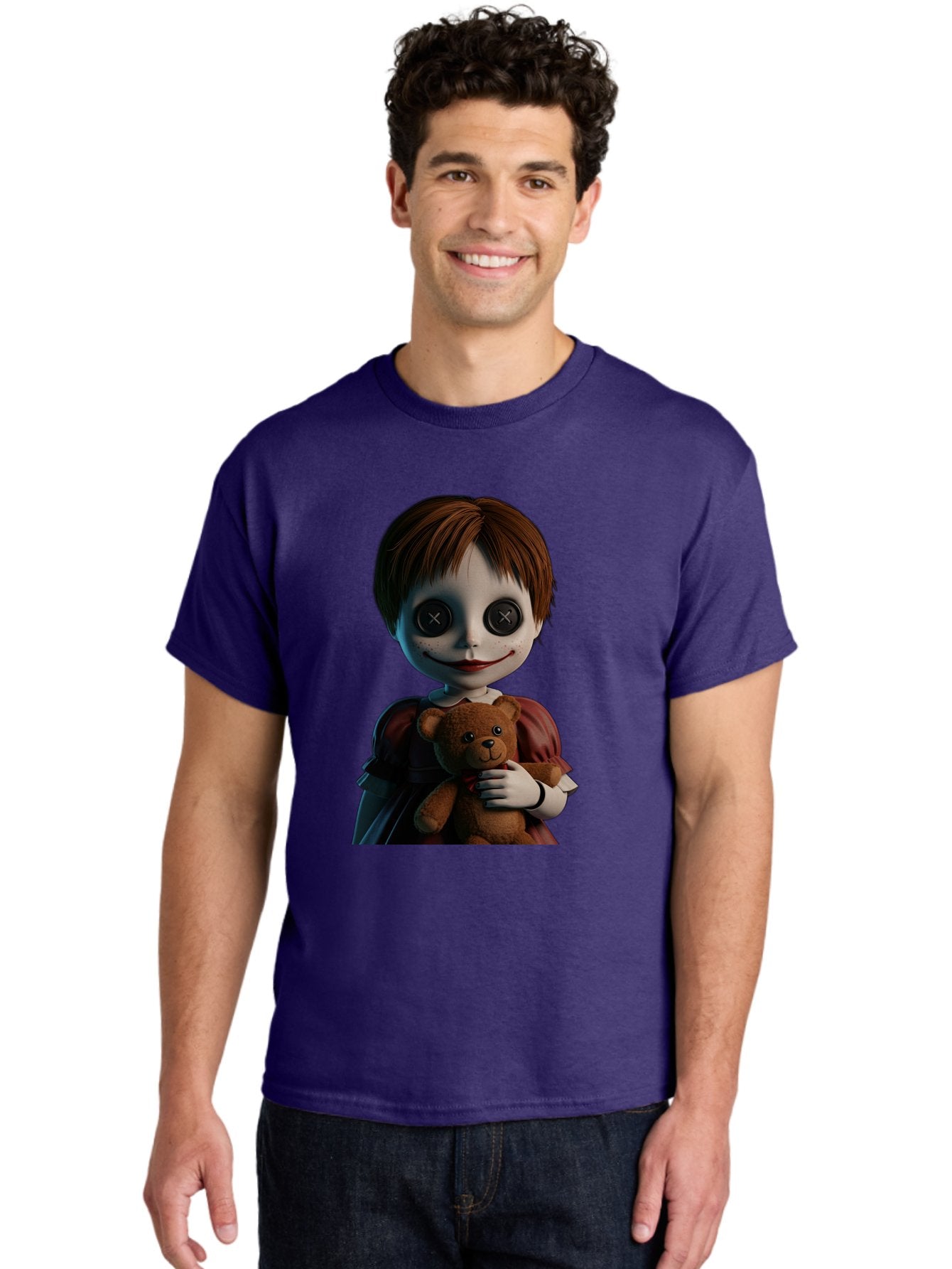 Creepy-Doll-1 Men'S Graphic Tee, 100% Cotton, Comfortable Casual Summer Wear, Machine Washable, Vintage Camera, Old Camera, Antique Camera, Black Camera, Classic Photography, Photography Equipment, Nostalgic Device, Film Camera, Camera Art Bam130 29