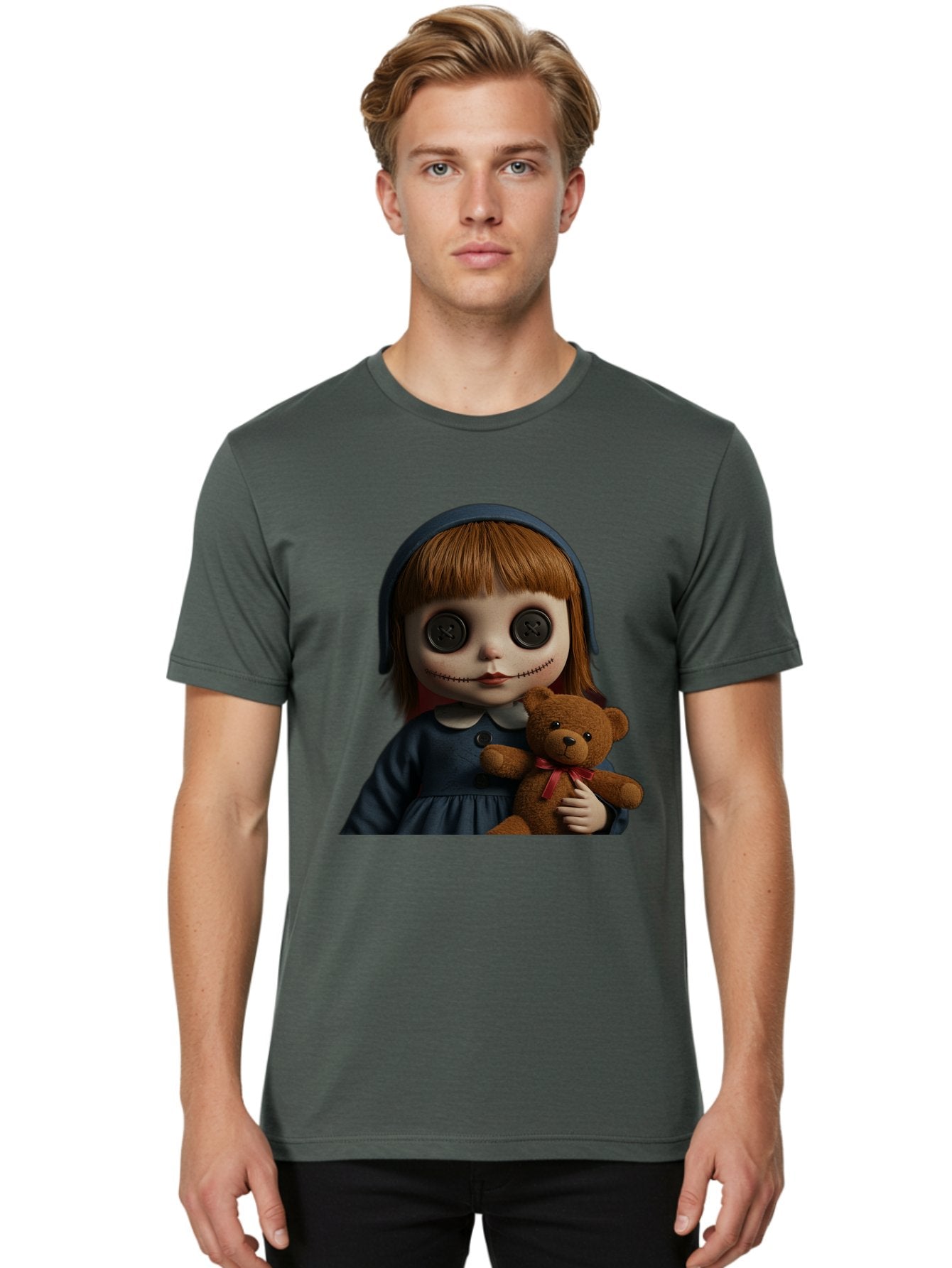 Creepy-Girl-Doll Men'S Graphic Tee, 100% Cotton, Comfortable Casual Summer Wear, Machine Washable, Vintage Camera, Old Camera, Antique Camera, Black Camera, Classic Photography, Photography Equipment, Nostalgic Device, Film Camera, Camera Art Bam133 29