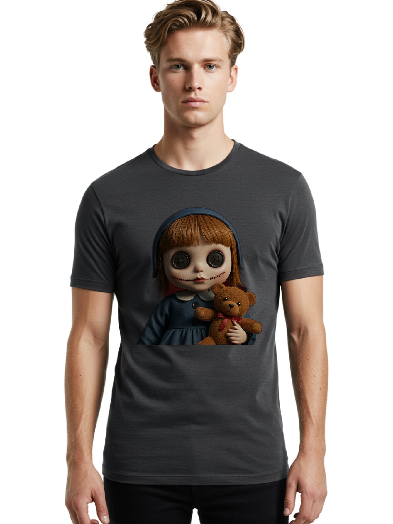 Creepy-Girl-Doll Men'S Graphic Tee, 100% Cotton, Comfortable Casual Summer Wear, Machine Washable, Vintage Camera, Old Camera, Antique Camera, Black Camera, Classic Photography, Photography Equipment, Nostalgic Device, Film Camera, Camera Art Bam133 18