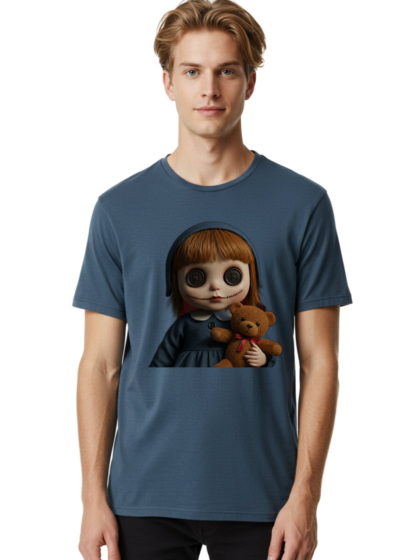 Creepy-Girl-Doll Men'S Graphic Tee, 100% Cotton, Comfortable Casual Summer Wear, Machine Washable, Vintage Camera, Old Camera, Antique Camera, Black Camera, Classic Photography, Photography Equipment, Nostalgic Device, Film Camera, Camera Art Bam133 21