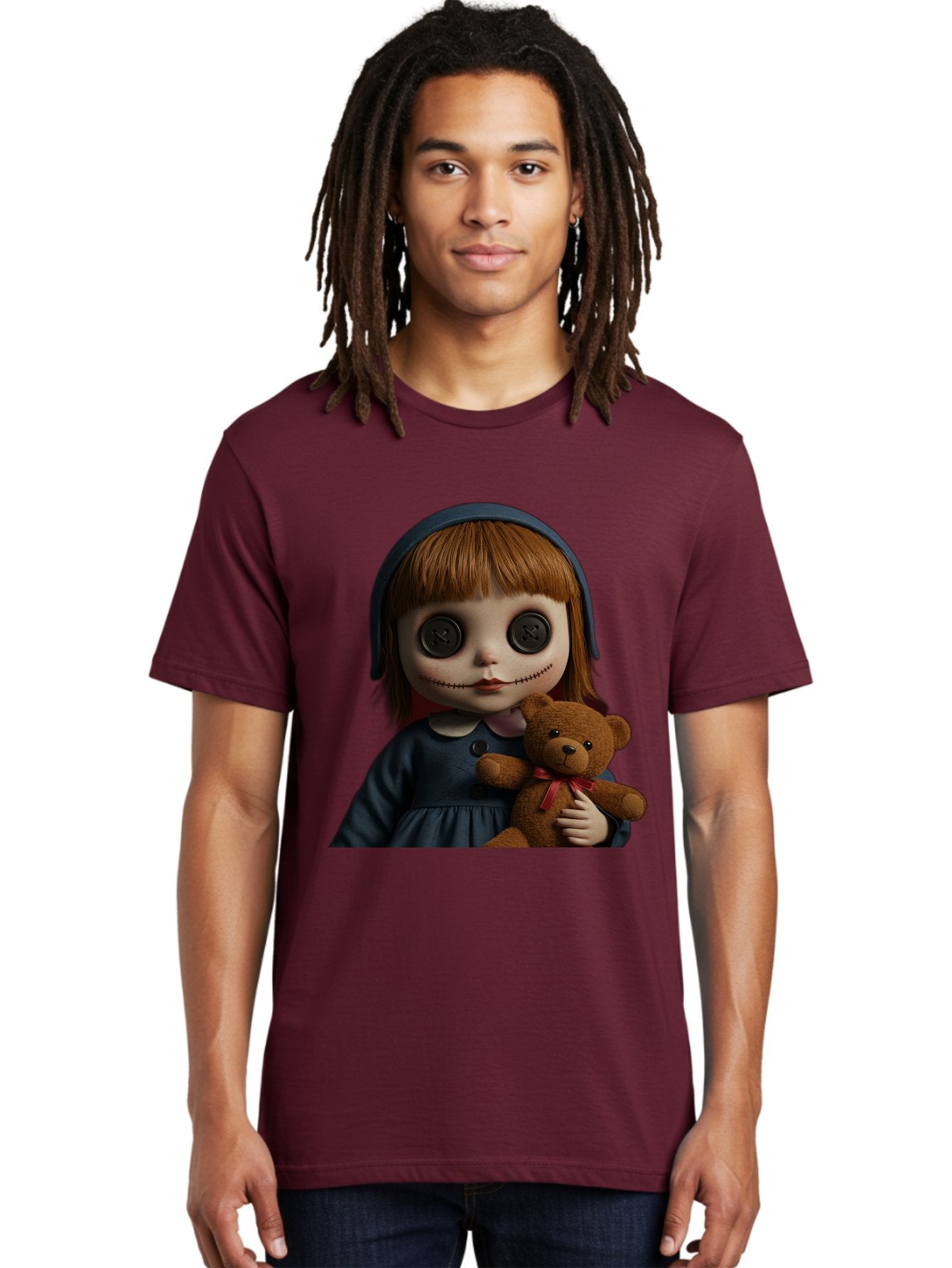 Creepy-Girl-Doll Men'S Graphic Tee, 100% Cotton, Comfortable Casual Summer Wear, Machine Washable, Vintage Camera, Old Camera, Antique Camera, Black Camera, Classic Photography, Photography Equipment, Nostalgic Device, Film Camera, Camera Art Bam133 22
