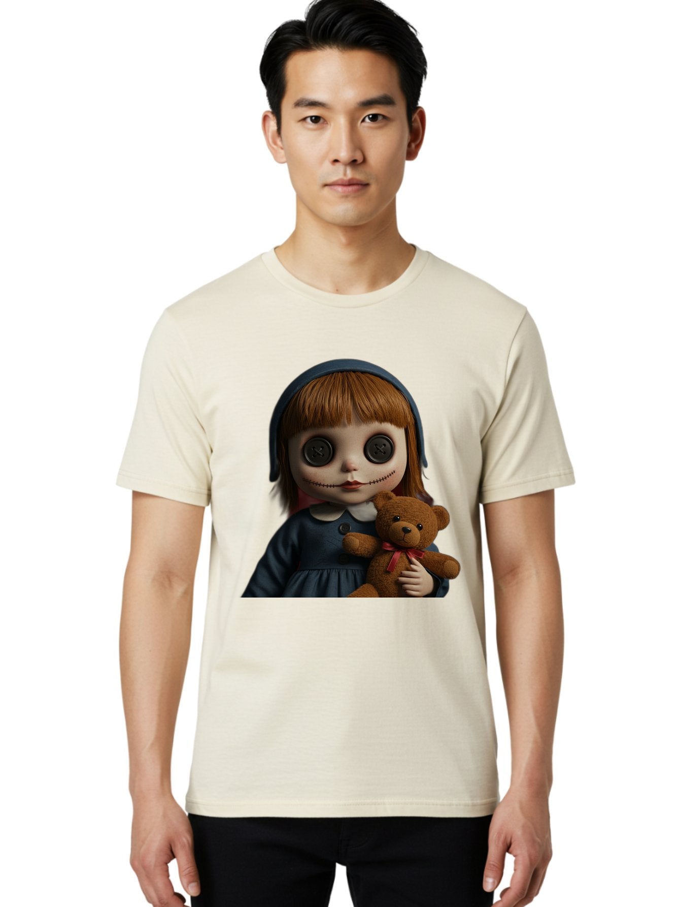 Creepy-Girl-Doll Men'S Graphic Tee, 100% Cotton, Comfortable Casual Summer Wear, Machine Washable, Vintage Camera, Old Camera, Antique Camera, Black Camera, Classic Photography, Photography Equipment, Nostalgic Device, Film Camera, Camera Art Bam133 27