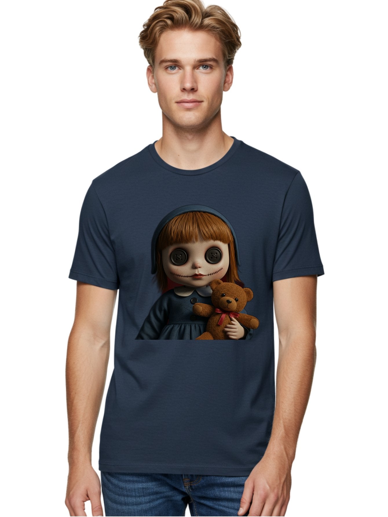 Creepy-Girl-Doll Men'S Graphic Tee, 100% Cotton, Comfortable Casual Summer Wear, Machine Washable, Vintage Camera, Old Camera, Antique Camera, Black Camera, Classic Photography, Photography Equipment, Nostalgic Device, Film Camera, Camera Art Bam133 25