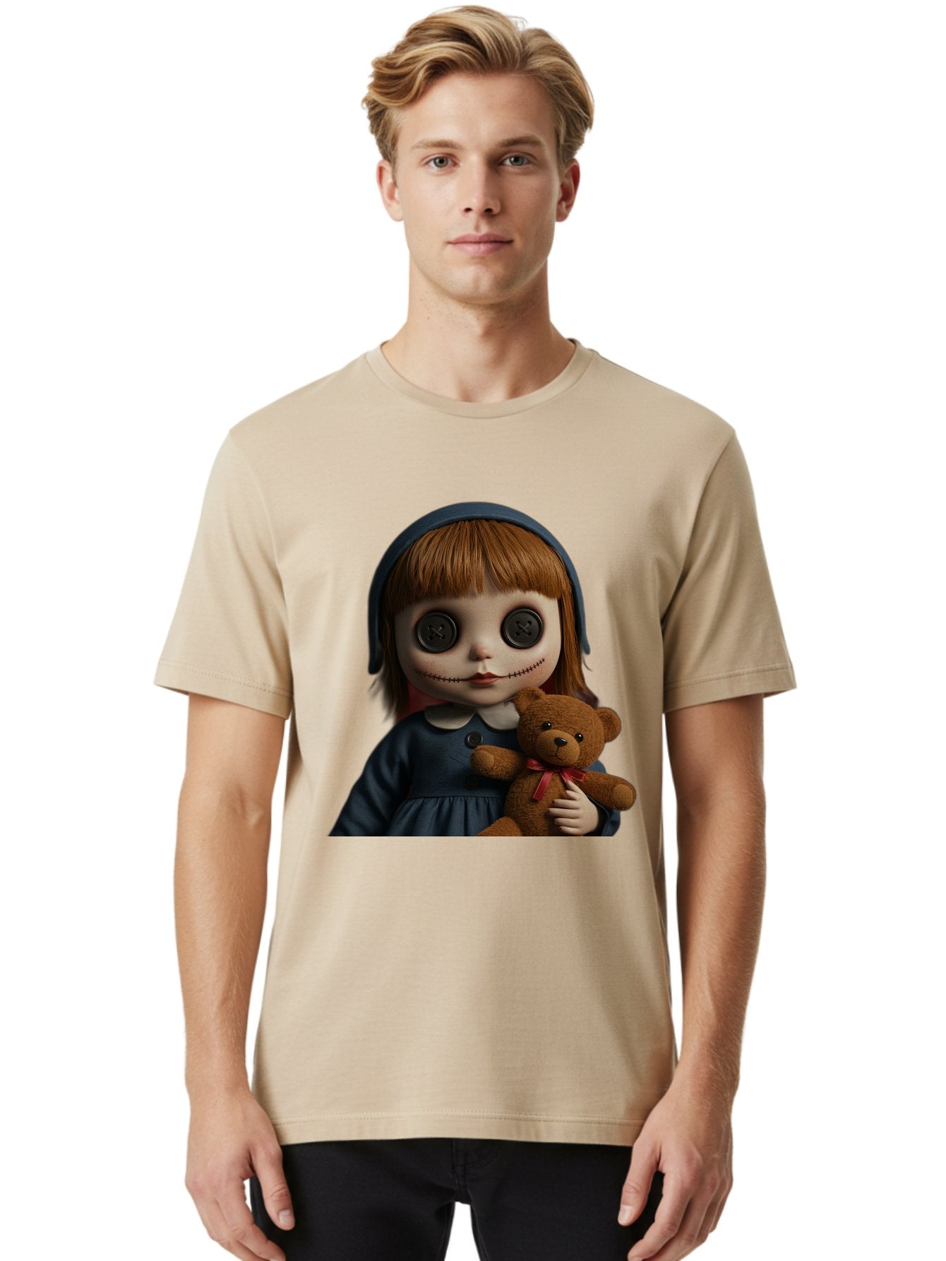 Creepy-Girl-Doll Men'S Graphic Tee, 100% Cotton, Comfortable Casual Summer Wear, Machine Washable, Vintage Camera, Old Camera, Antique Camera, Black Camera, Classic Photography, Photography Equipment, Nostalgic Device, Film Camera, Camera Art Bam133 26