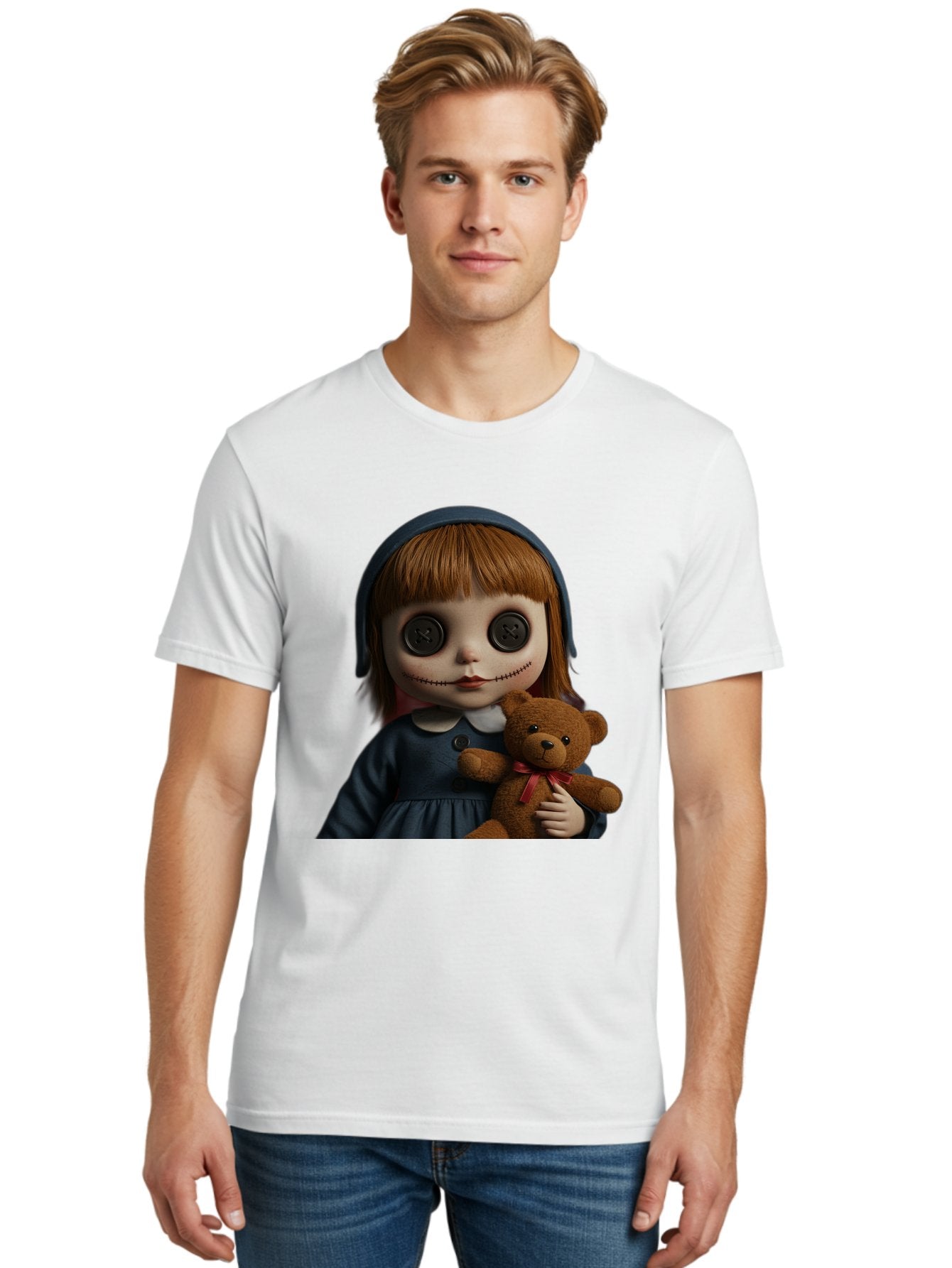 Creepy-Girl-Doll Men'S Graphic Tee, 100% Cotton, Comfortable Casual Summer Wear, Machine Washable, Vintage Camera, Old Camera, Antique Camera, Black Camera, Classic Photography, Photography Equipment, Nostalgic Device, Film Camera, Camera Art Bam133 28