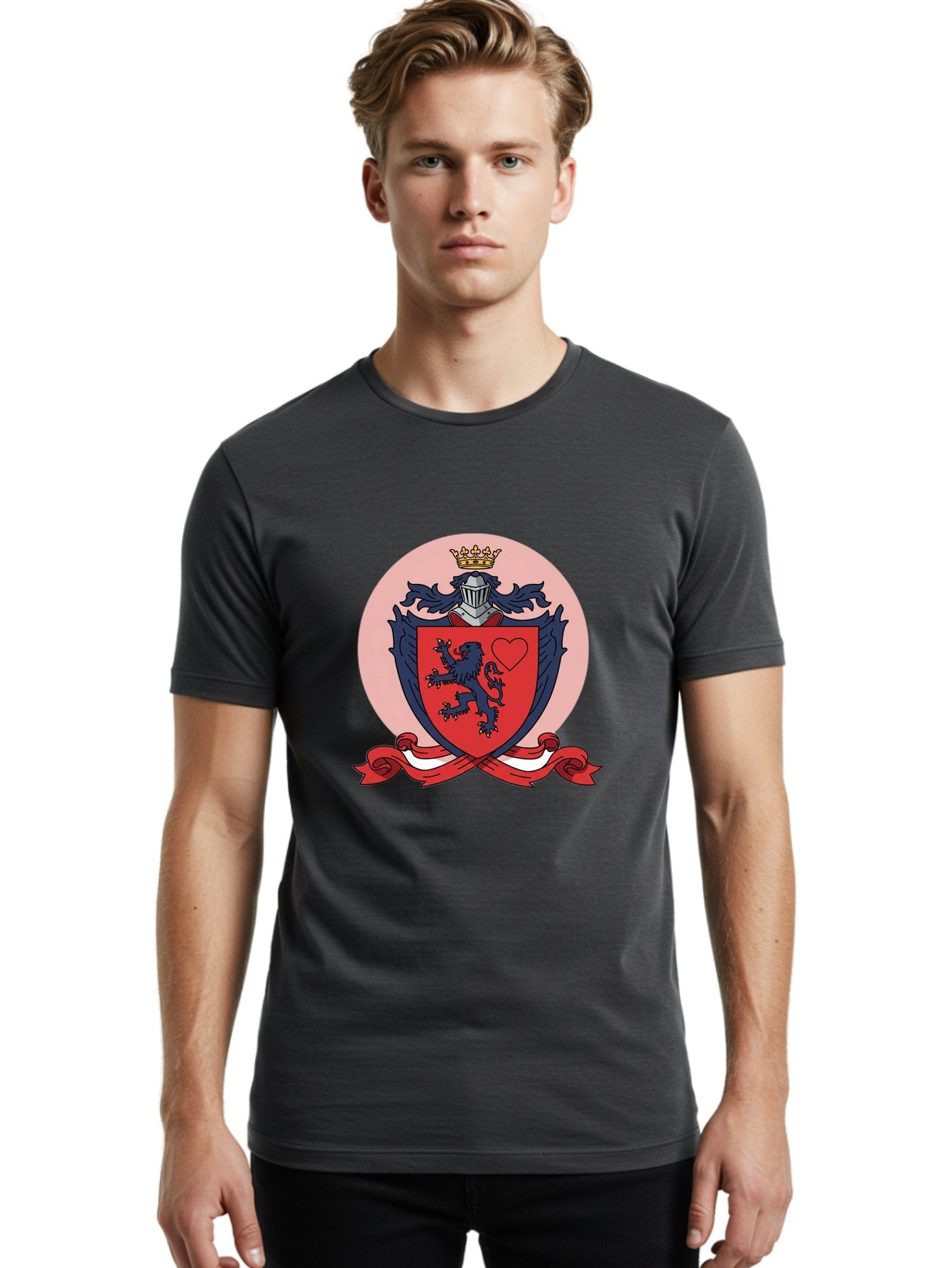 Crest-With-Lion-And-Heart Men'S Graphic Tee, 100% Cotton, Comfortable Casual Summer Wear, Machine Washable, Vintage Camera, Old Camera, Antique Camera, Black Camera, Classic Photography, Photography Equipment, Nostalgic Device, Film Camera, Bam134 25