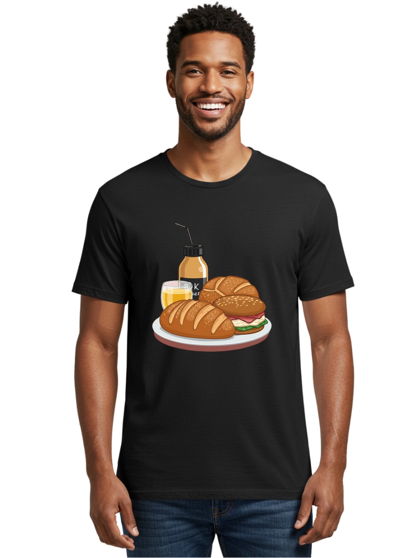 Croissant-Sandwich-And-Keket-Drink Men'S Graphic Tee, 100% Cotton, Comfortable Casual Summer Wear, Machine Washable, Vintage Camera, Old Camera, Antique Camera, Black Camera, Classic Photography, Photography Equipment, Nostalgic Device, Bam135 30