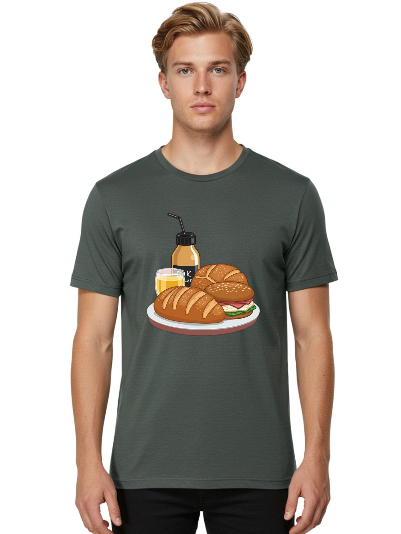 Croissant-Sandwich-And-Keket-Drink Men'S Graphic Tee, 100% Cotton, Comfortable Casual Summer Wear, Machine Washable, Vintage Camera, Old Camera, Antique Camera, Black Camera, Classic Photography, Photography Equipment, Nostalgic Device, Bam135 24