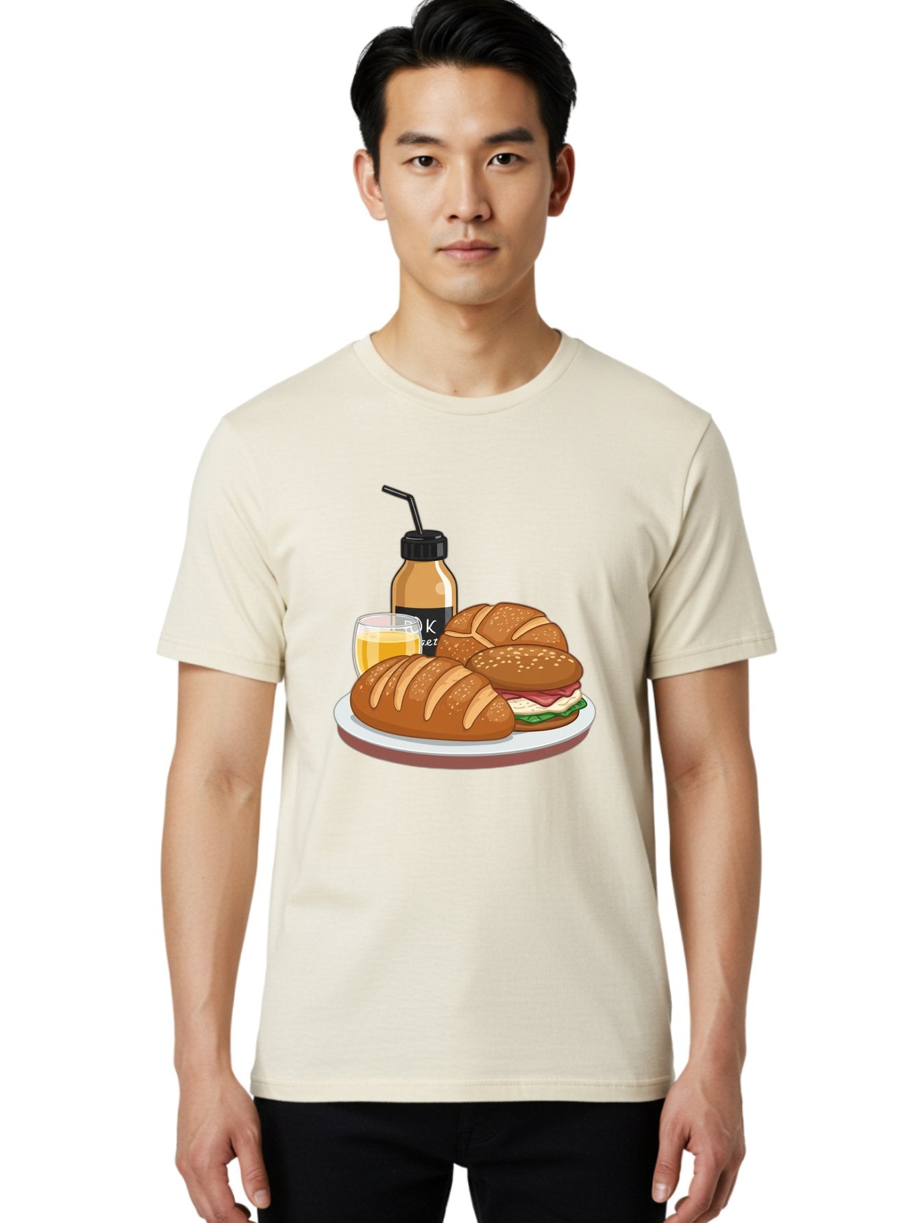 Croissant-Sandwich-And-Keket-Drink Men'S Graphic Tee, 100% Cotton, Comfortable Casual Summer Wear, Machine Washable, Vintage Camera, Old Camera, Antique Camera, Black Camera, Classic Photography, Photography Equipment, Nostalgic Device, Bam135 21