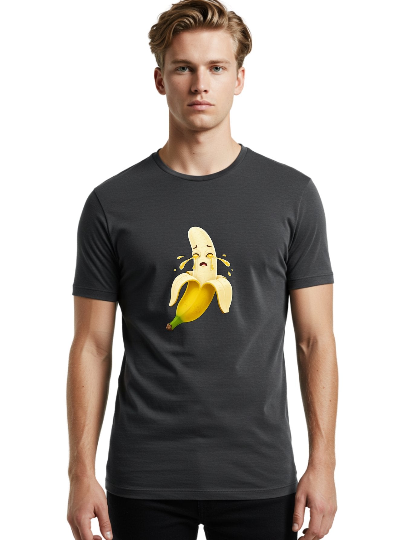 Crying-Banana-3 Men'S Graphic Tee, 100% Cotton, Comfortable Casual Summer Wear, Machine Washable, Vintage Camera, Old Camera, Antique Camera, Black Camera, Classic Photography, Photography Equipment, Nostalgic Device, Film Camera, Camera Art Bam144 25