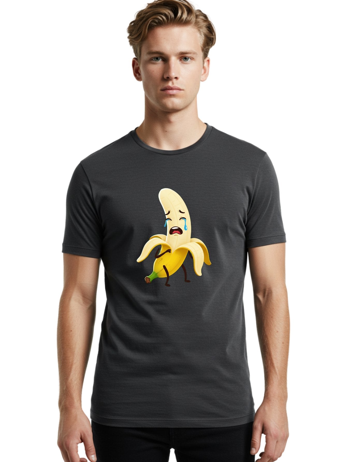 Crying-Banana-Character Men'S Graphic Tee, 100% Cotton, Comfortable Casual Summer Wear, Machine Washable, Vintage Camera, Old Camera, Antique Camera, Black Camera, Classic Photography, Photography Equipment, Nostalgic Device, Film Camera, Bam149 21