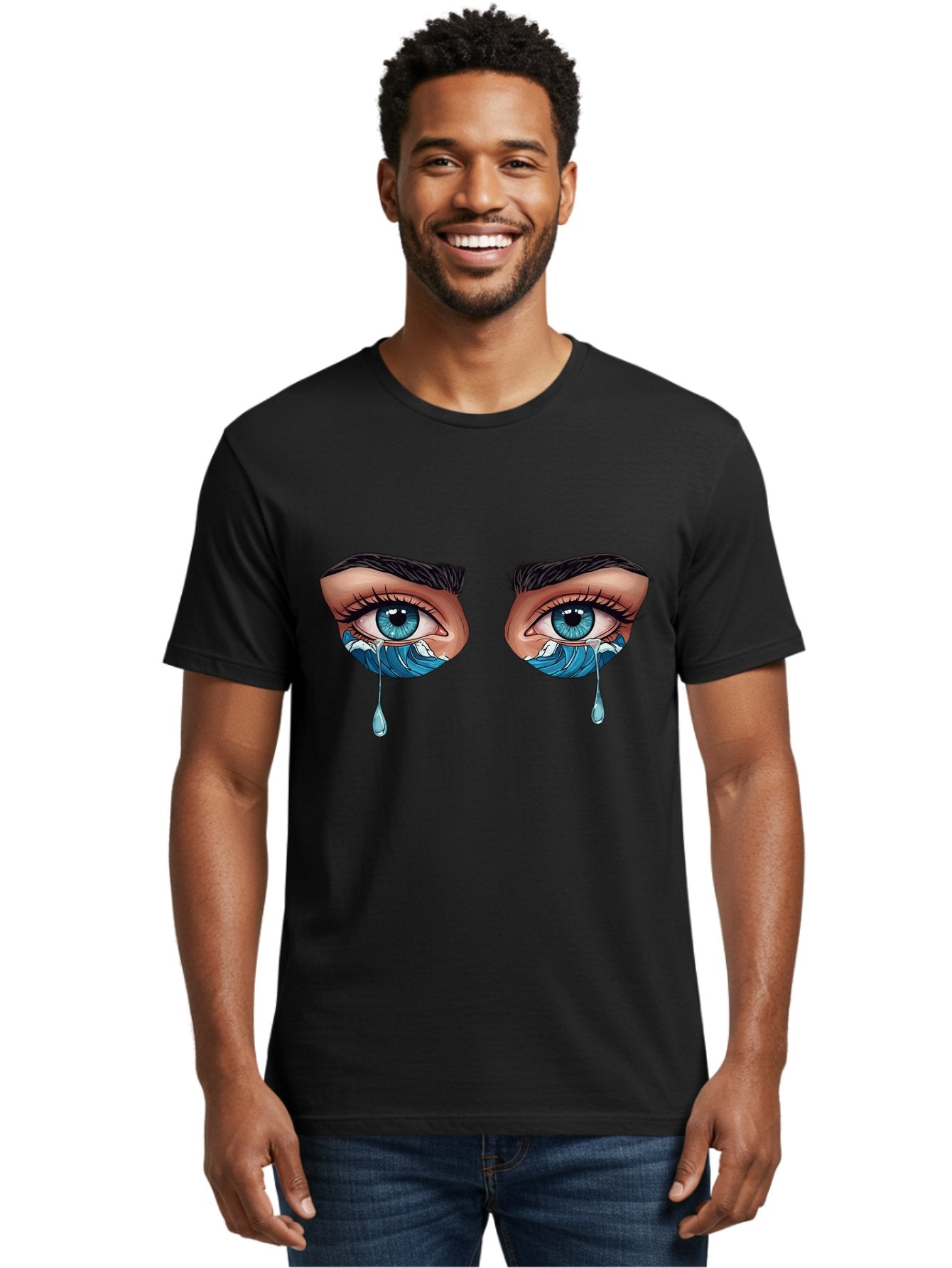 Crying-Eyes-With-Ocean-Waves Men'S Graphic Tee, 100% Cotton, Comfortable Casual Summer Wear, Machine Washable, Vintage Camera, Old Camera, Antique Camera, Black Camera, Classic Photography, Photography Equipment, Nostalgic Device, Film Camera, Bam157 28