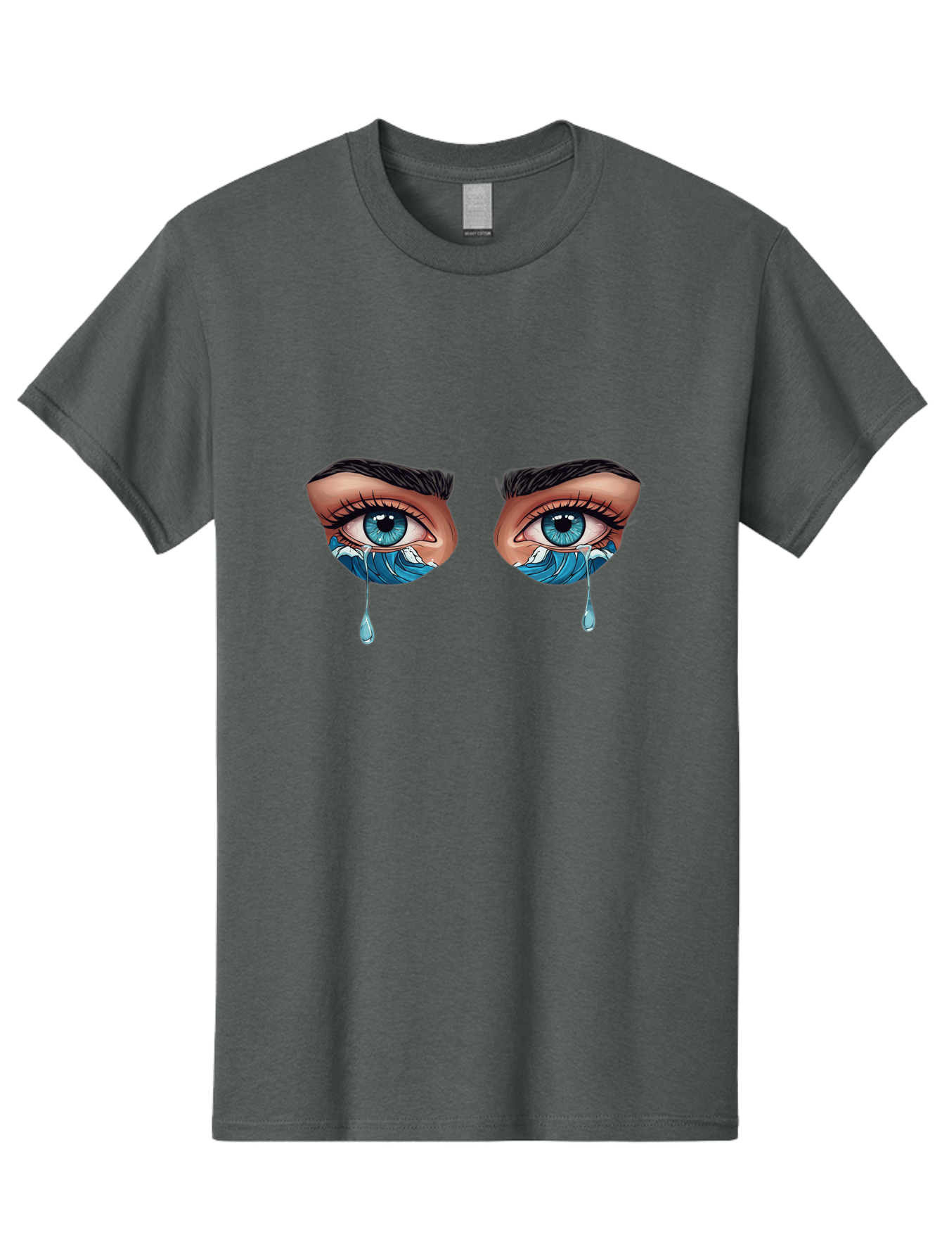 Crying-Eyes-With-Ocean-Waves Men'S Graphic Tee, 100% Cotton, Comfortable Casual Summer Wear, Machine Washable, Vintage Camera, Old Camera, Antique Camera, Black Camera, Classic Photography, Photography Equipment, Nostalgic Device, Film Camera, Bam157