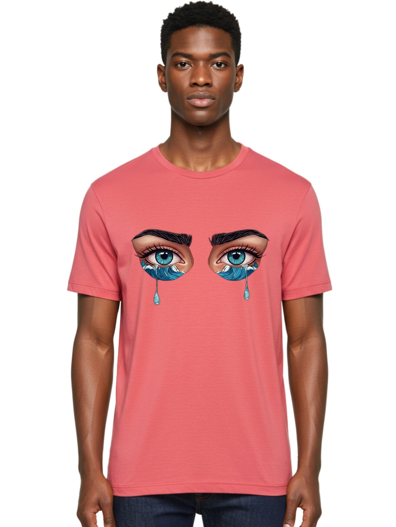 Crying-Eyes-With-Ocean-Waves Men'S Graphic Tee, 100% Cotton, Comfortable Casual Summer Wear, Machine Washable, Vintage Camera, Old Camera, Antique Camera, Black Camera, Classic Photography, Photography Equipment, Nostalgic Device, Film Camera, Bam157 24