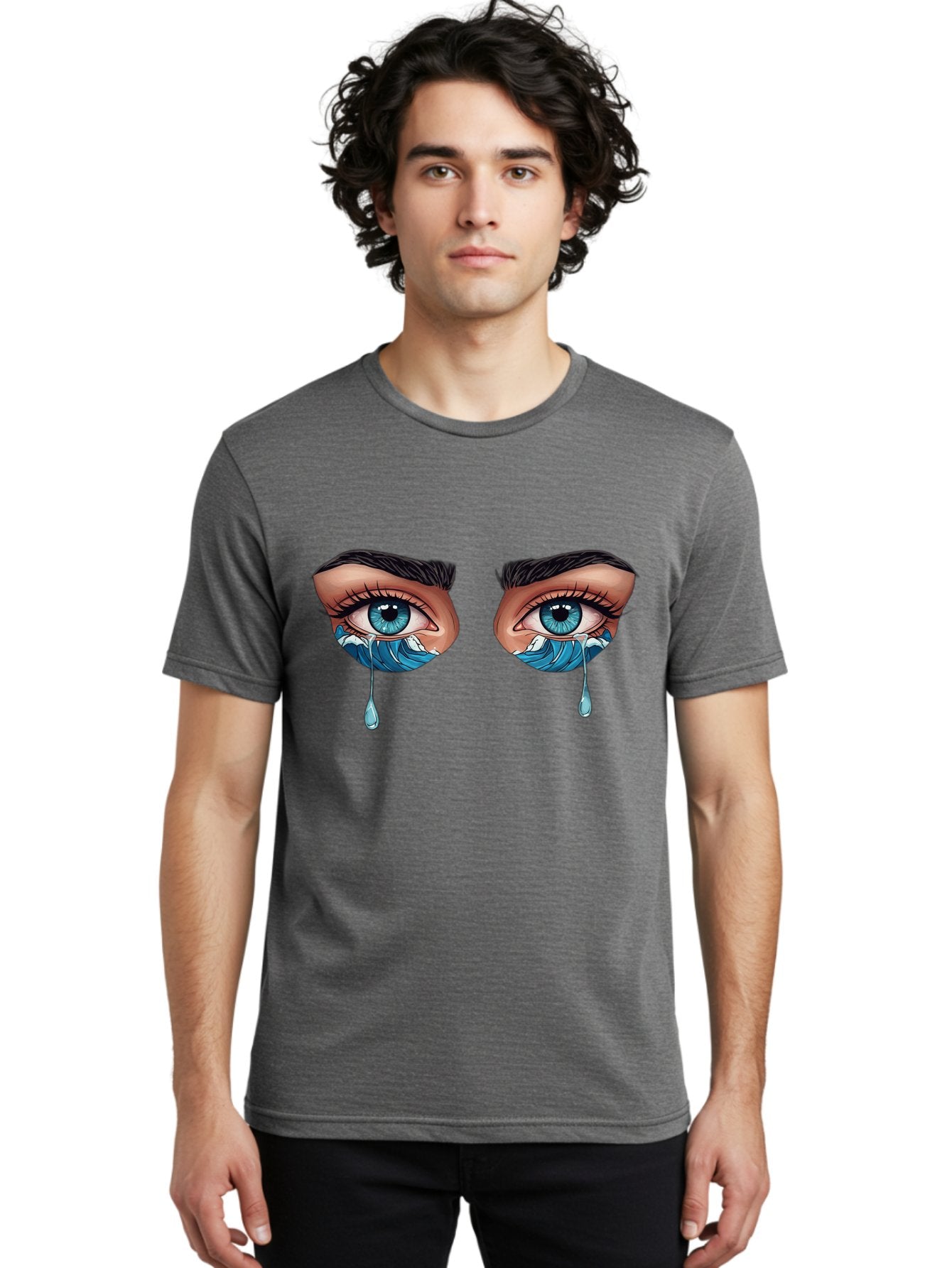 Crying-Eyes-With-Ocean-Waves Men'S Graphic Tee, 100% Cotton, Comfortable Casual Summer Wear, Machine Washable, Vintage Camera, Old Camera, Antique Camera, Black Camera, Classic Photography, Photography Equipment, Nostalgic Device, Film Camera, Bam157 18