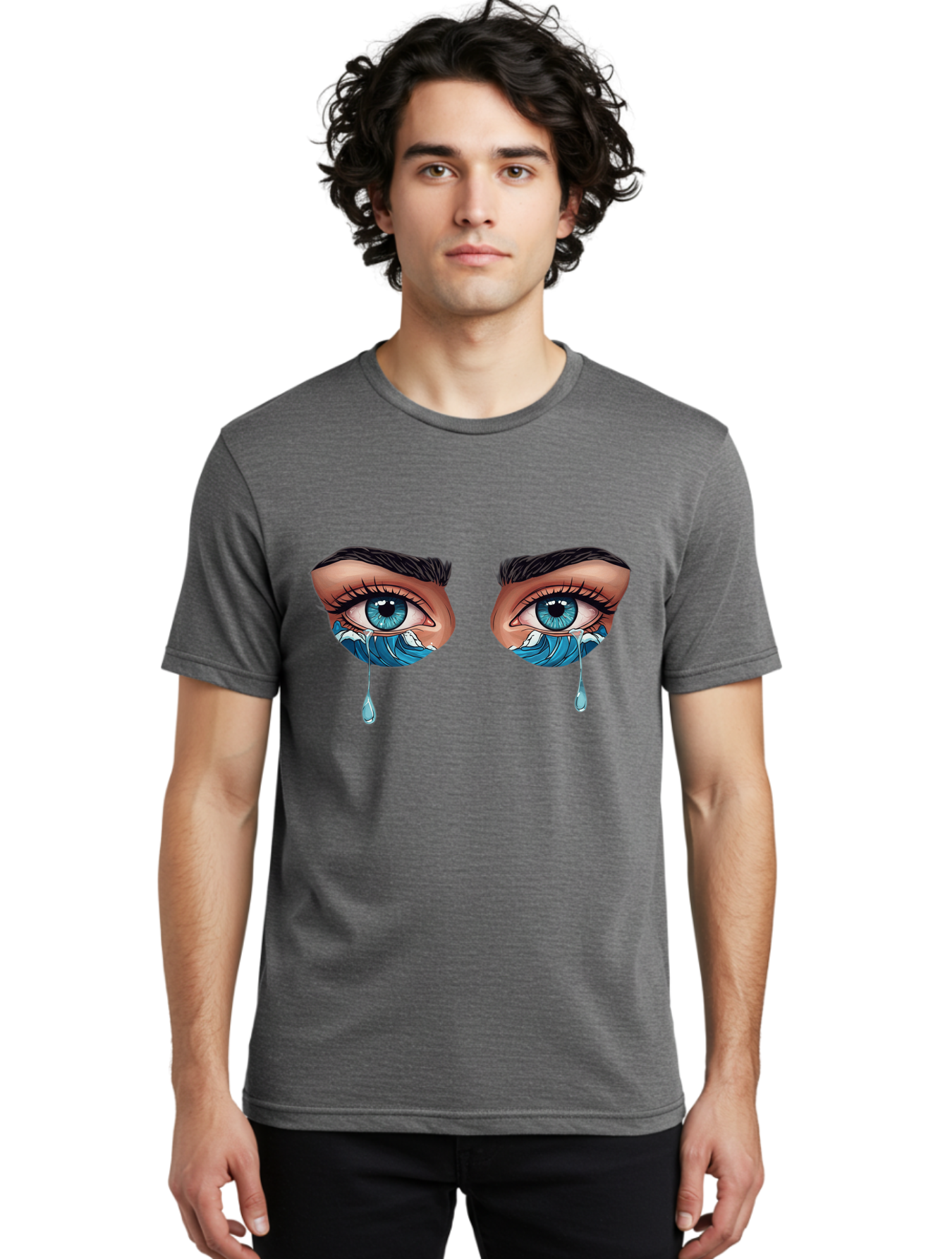 Crying-Eyes-With-Ocean-Waves Men'S Graphic Tee, 100% Cotton, Comfortable Casual Summer Wear, Machine Washable, Vintage Camera, Old Camera, Antique Camera, Black Camera, Classic Photography, Photography Equipment, Nostalgic Device, Film Camera, Bam157 27