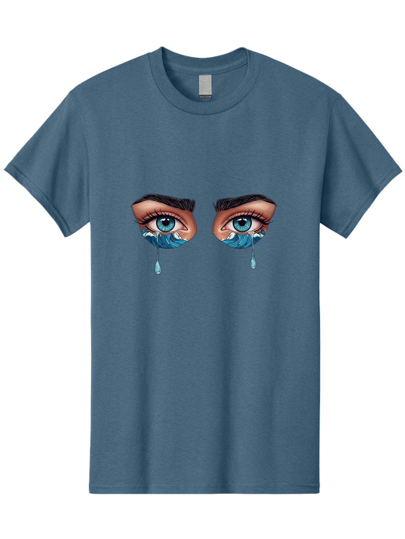 Crying-Eyes-With-Ocean-Waves Men'S Graphic Tee, 100% Cotton, Comfortable Casual Summer Wear, Machine Washable, Vintage Camera, Old Camera, Antique Camera, Black Camera, Classic Photography, Photography Equipment, Nostalgic Device, Film Camera, Bam157 15