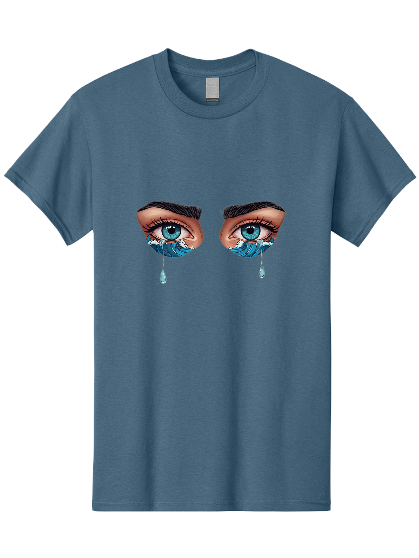 Crying-Eyes-With-Ocean-Waves Men'S Graphic Tee, 100% Cotton, Comfortable Casual Summer Wear, Machine Washable, Vintage Camera, Old Camera, Antique Camera, Black Camera, Classic Photography, Photography Equipment, Nostalgic Device, Film Camera, Bam157