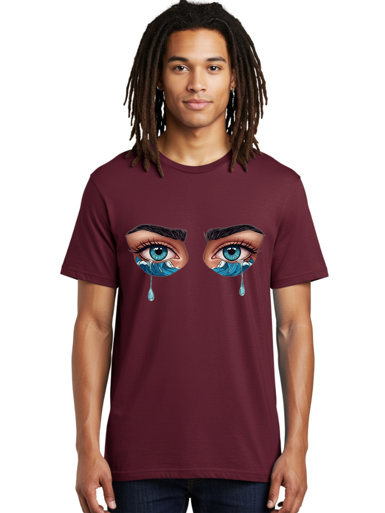 Crying-Eyes-With-Ocean-Waves Men'S Graphic Tee, 100% Cotton, Comfortable Casual Summer Wear, Machine Washable, Vintage Camera, Old Camera, Antique Camera, Black Camera, Classic Photography, Photography Equipment, Nostalgic Device, Film Camera, Bam157 28
