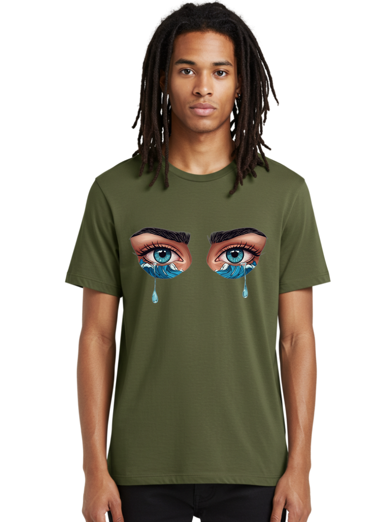 Crying-Eyes-With-Ocean-Waves Men'S Graphic Tee, 100% Cotton, Comfortable Casual Summer Wear, Machine Washable, Vintage Camera, Old Camera, Antique Camera, Black Camera, Classic Photography, Photography Equipment, Nostalgic Device, Film Camera, Bam157 30