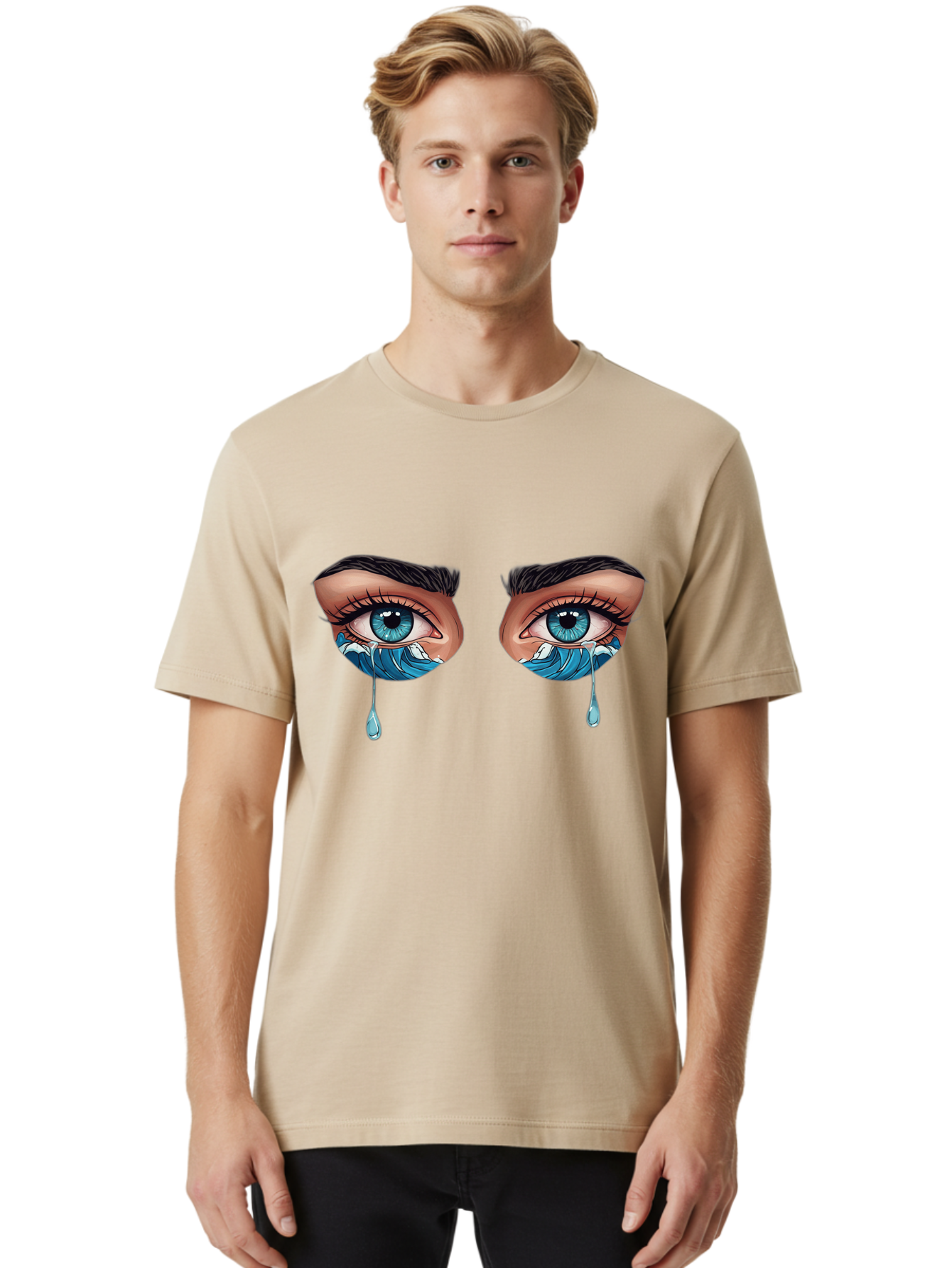 Crying-Eyes-With-Ocean-Waves Men'S Graphic Tee, 100% Cotton, Comfortable Casual Summer Wear, Machine Washable, Vintage Camera, Old Camera, Antique Camera, Black Camera, Classic Photography, Photography Equipment, Nostalgic Device, Film Camera, Bam157 26
