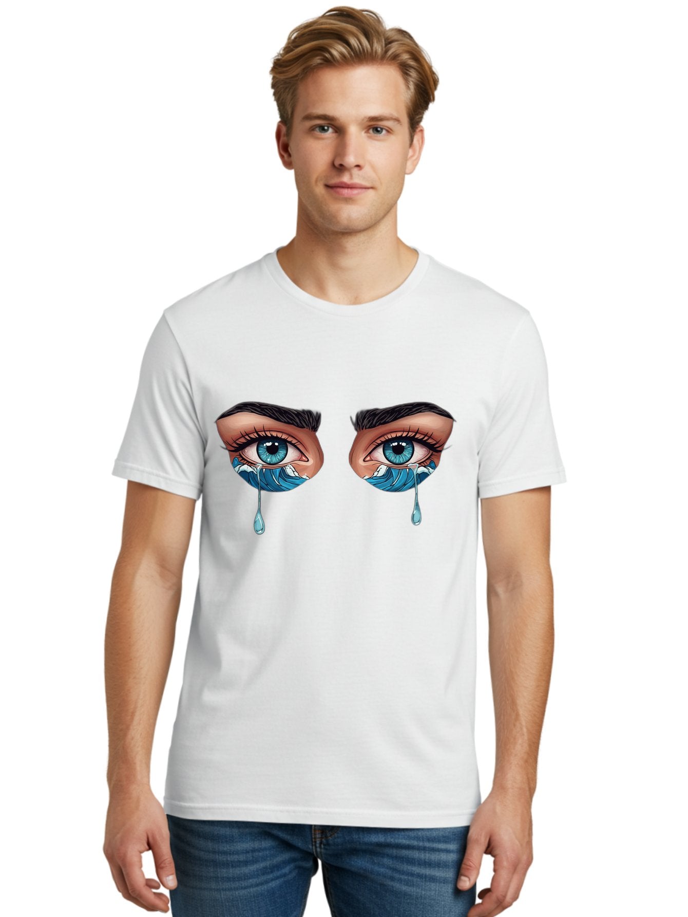 Crying-Eyes-With-Ocean-Waves Men'S Graphic Tee, 100% Cotton, Comfortable Casual Summer Wear, Machine Washable, Vintage Camera, Old Camera, Antique Camera, Black Camera, Classic Photography, Photography Equipment, Nostalgic Device, Film Camera, Bam157 26