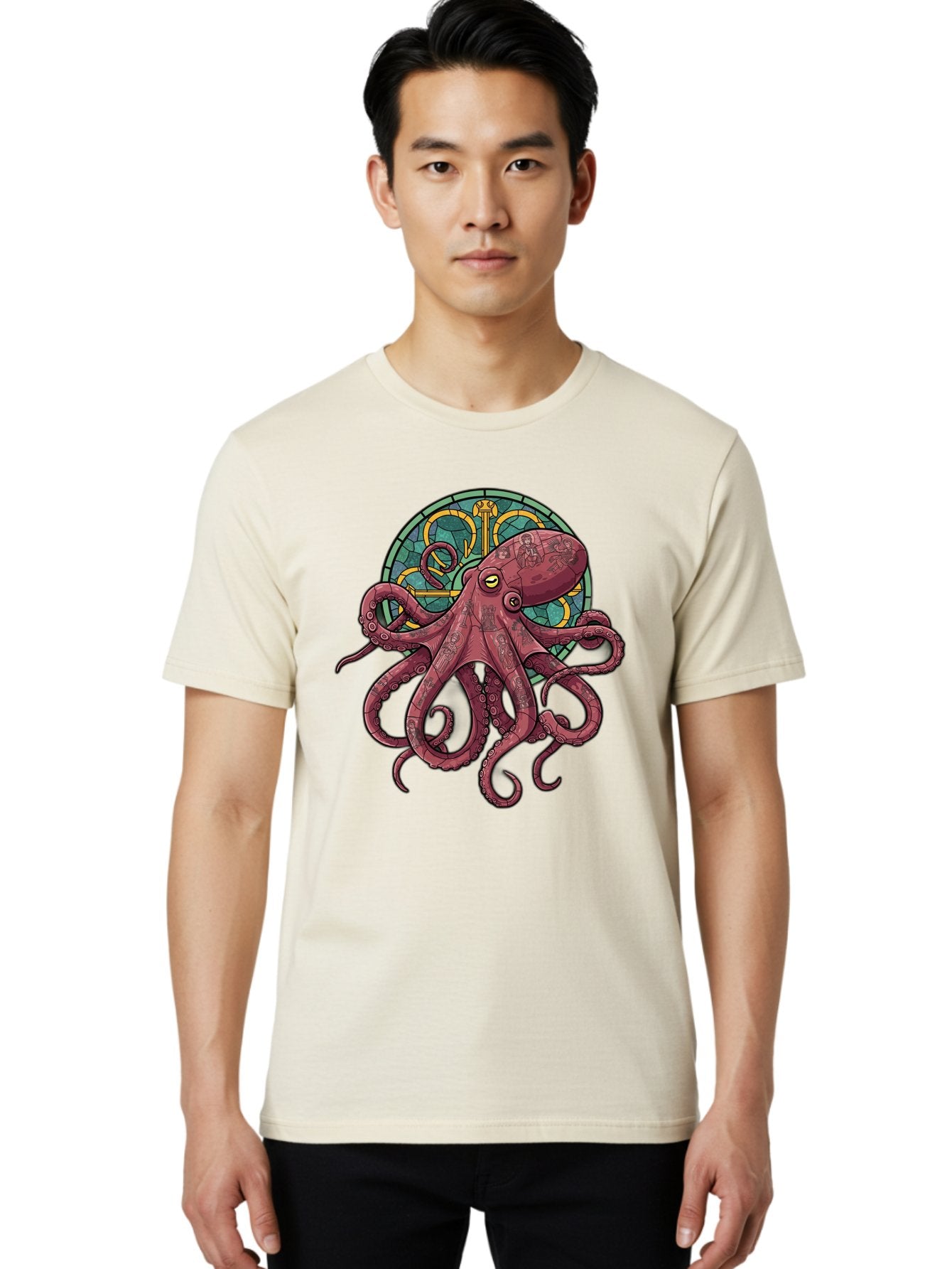 Cthulhu-Octopus Men'S Graphic Tee, 100% Cotton, Comfortable Casual Summer Wear, Machine Washable, Vintage Camera, Old Camera, Antique Camera, Black Camera, Classic Photography, Photography Equipment, Nostalgic Device, Film Camera, Camera Art Bam182 30