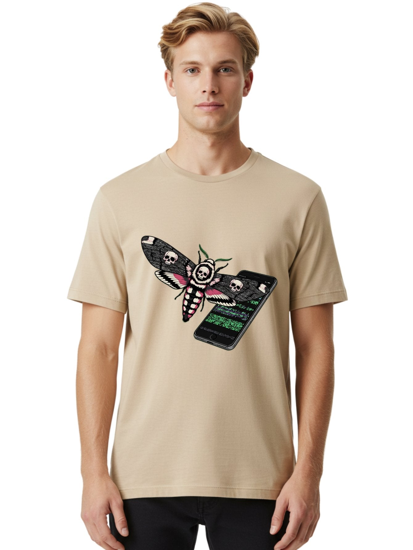 Death-S-Head-Hawkmoth-Smartphone Men'S Graphic Tee, 100% Cotton, Comfortable Casual Summer Wear, Machine Washable, Vintage Camera, Old Camera, Antique Camera, Black Camera, Classic Photography, Photography Equipment, Nostalgic Device, Bam235 18