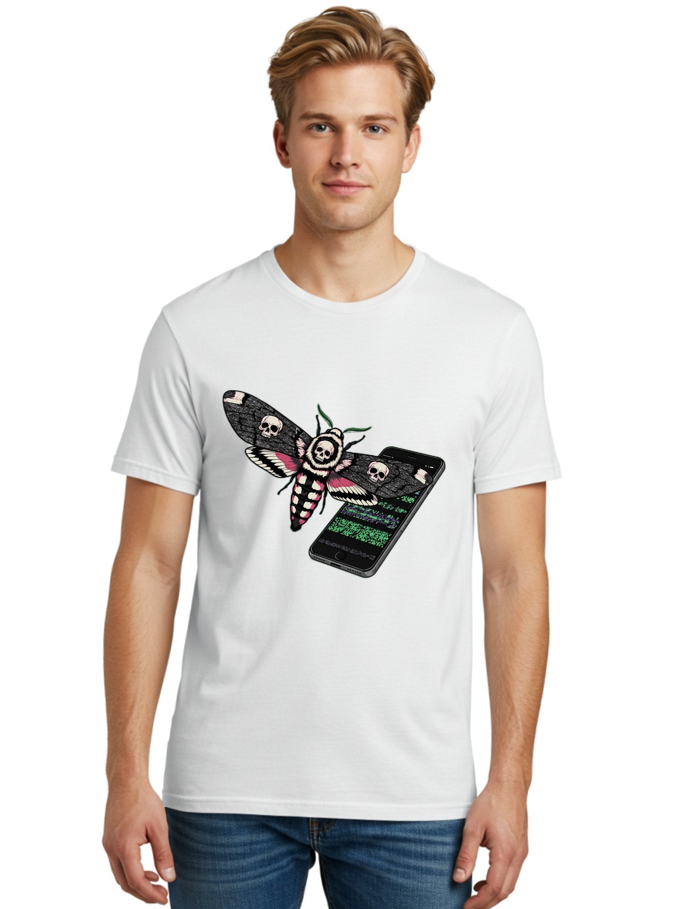 Death-S-Head-Hawkmoth-Smartphone Men'S Graphic Tee, 100% Cotton, Comfortable Casual Summer Wear, Machine Washable, Vintage Camera, Old Camera, Antique Camera, Black Camera, Classic Photography, Photography Equipment, Nostalgic Device, Bam235 23