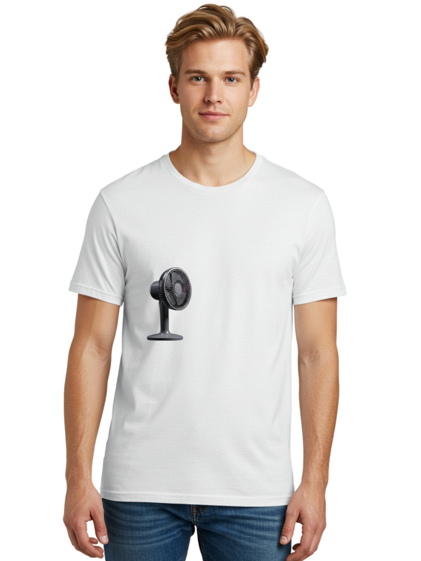Desk-Fan-1 Men'S Graphic Tee, 100% Cotton, Comfortable Casual Summer Wear, Machine Washable, Vintage Camera, Old Camera, Antique Camera, Black Camera, Classic Photography, Photography Equipment, Nostalgic Device, Film Camera, Camera Art Bam248 24