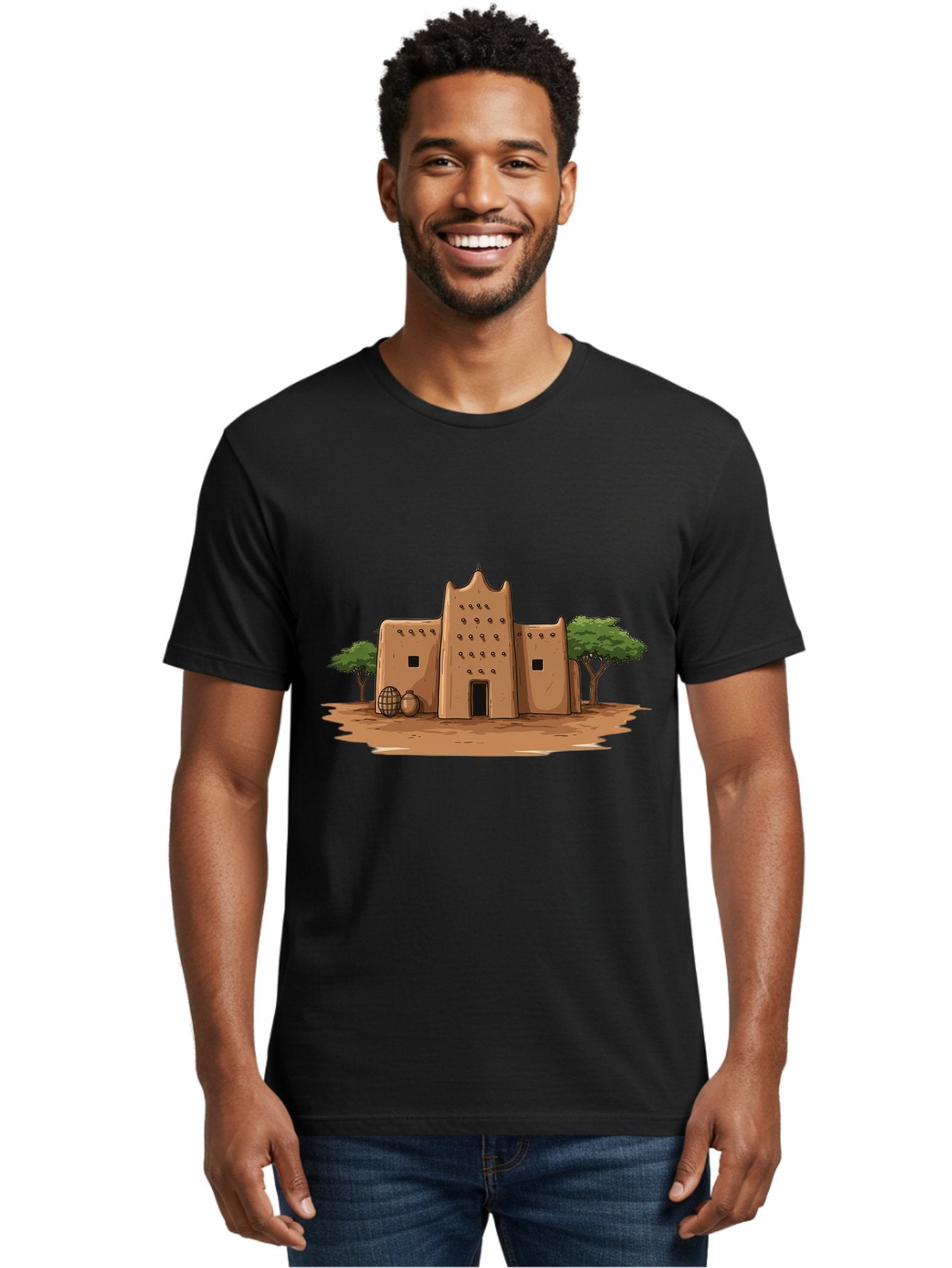 Djenne-Mosque-1 Men'S Graphic Tee, 100% Cotton, Comfortable Casual Summer Wear, Machine Washable, Vintage Camera, Old Camera, Antique Camera, Black Camera, Classic Photography, Photography Equipment, Nostalgic Device, Film Camera, Camera Art Bam307 28