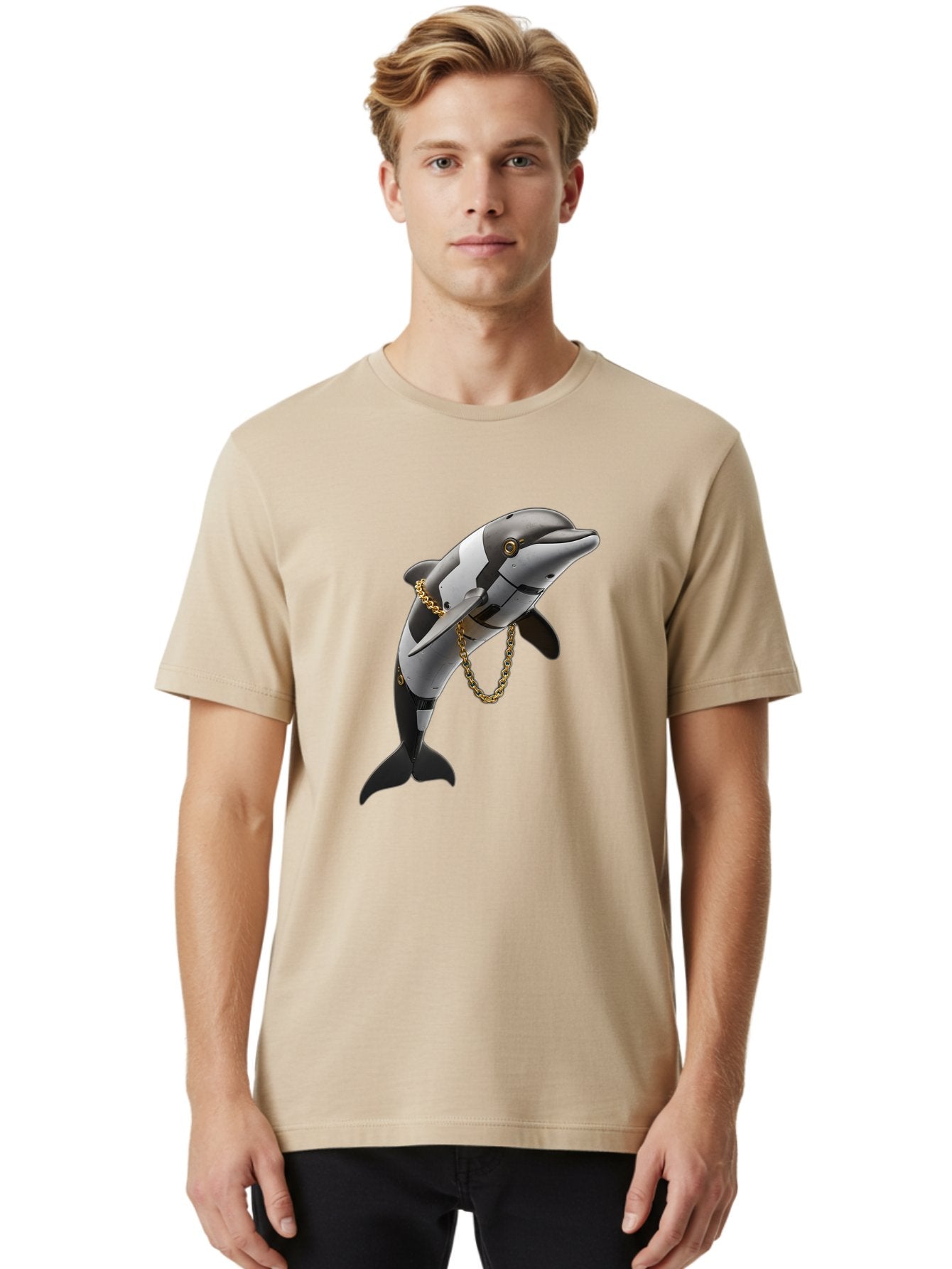 Dolphin-With-Chain-1 Men'S Graphic Tee, 100% Cotton, Comfortable Casual Summer Wear, Machine Washable, Vintage Camera, Old Camera, Antique Camera, Black Camera, Classic Photography, Photography Equipment, Nostalgic Device, Film Camera, Bam317 23
