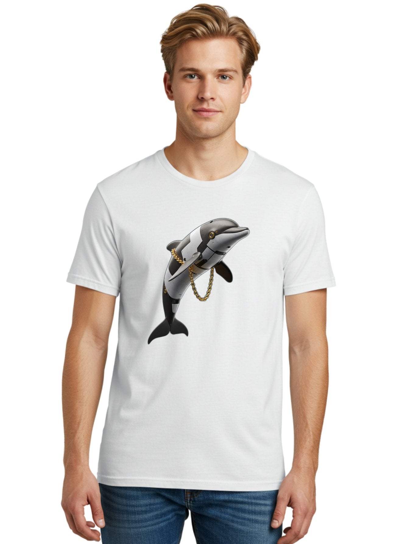 Dolphin-With-Chain-1 Men'S Graphic Tee, 100% Cotton, Comfortable Casual Summer Wear, Machine Washable, Vintage Camera, Old Camera, Antique Camera, Black Camera, Classic Photography, Photography Equipment, Nostalgic Device, Film Camera, Bam317 30