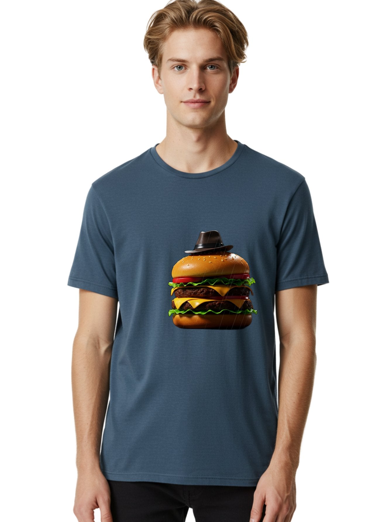 Double-Cheeseburger-With-Hat Men'S Graphic Tee, 100% Cotton, Comfortable Casual Summer Wear, Machine Washable, Vintage Camera, Old Camera, Antique Camera, Black Camera, Classic Photography, Photography Equipment, Nostalgic Device, Film Camera, Bam325 21