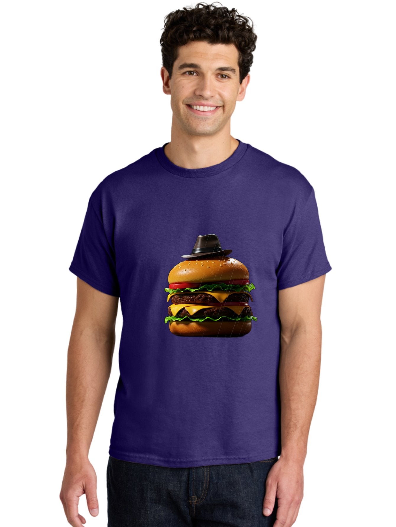 Double-Cheeseburger-With-Hat Men'S Graphic Tee, 100% Cotton, Comfortable Casual Summer Wear, Machine Washable, Vintage Camera, Old Camera, Antique Camera, Black Camera, Classic Photography, Photography Equipment, Nostalgic Device, Film Camera, Bam325 20