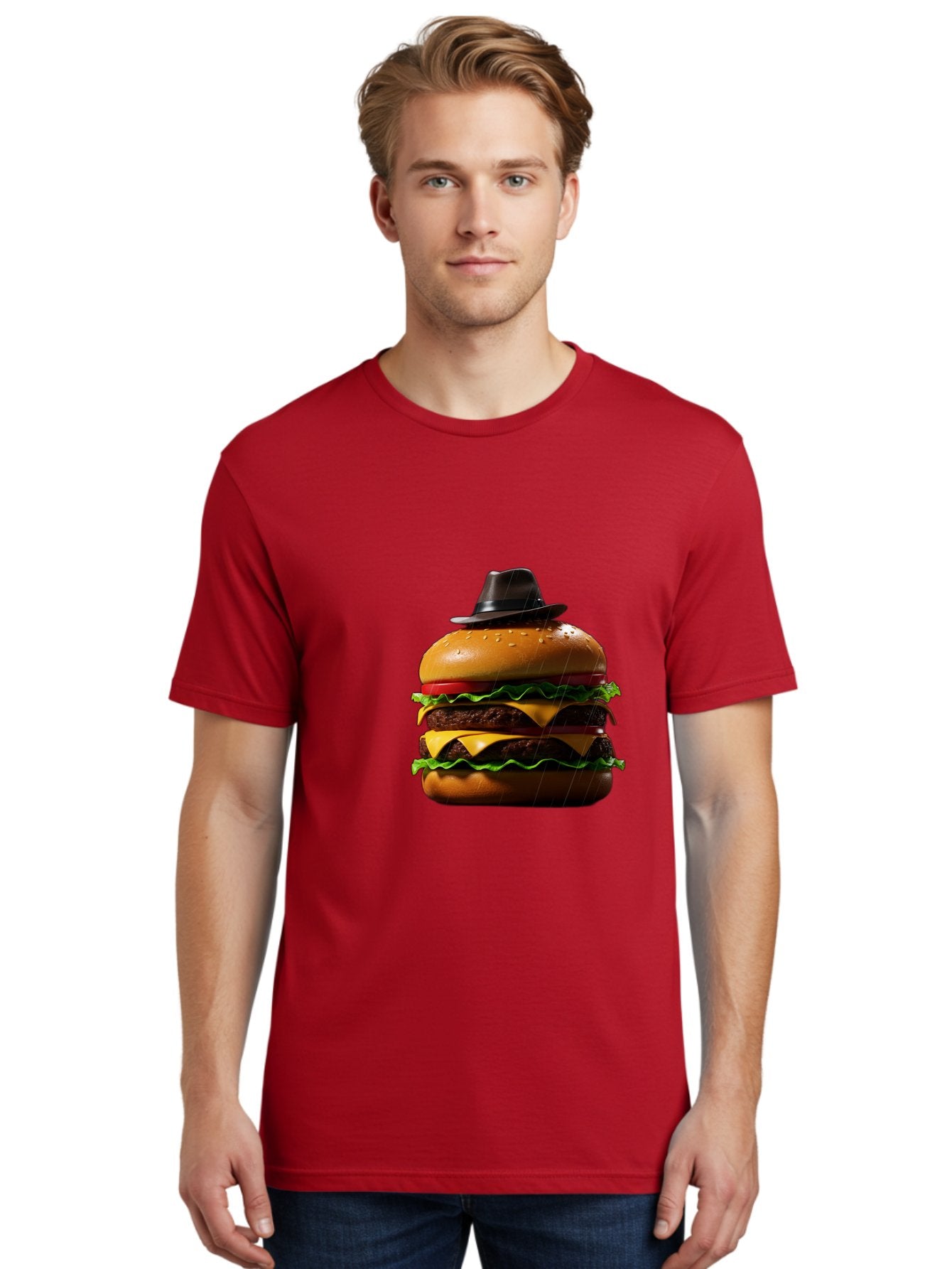 Double-Cheeseburger-With-Hat Men'S Graphic Tee, 100% Cotton, Comfortable Casual Summer Wear, Machine Washable, Vintage Camera, Old Camera, Antique Camera, Black Camera, Classic Photography, Photography Equipment, Nostalgic Device, Film Camera, Bam325 17