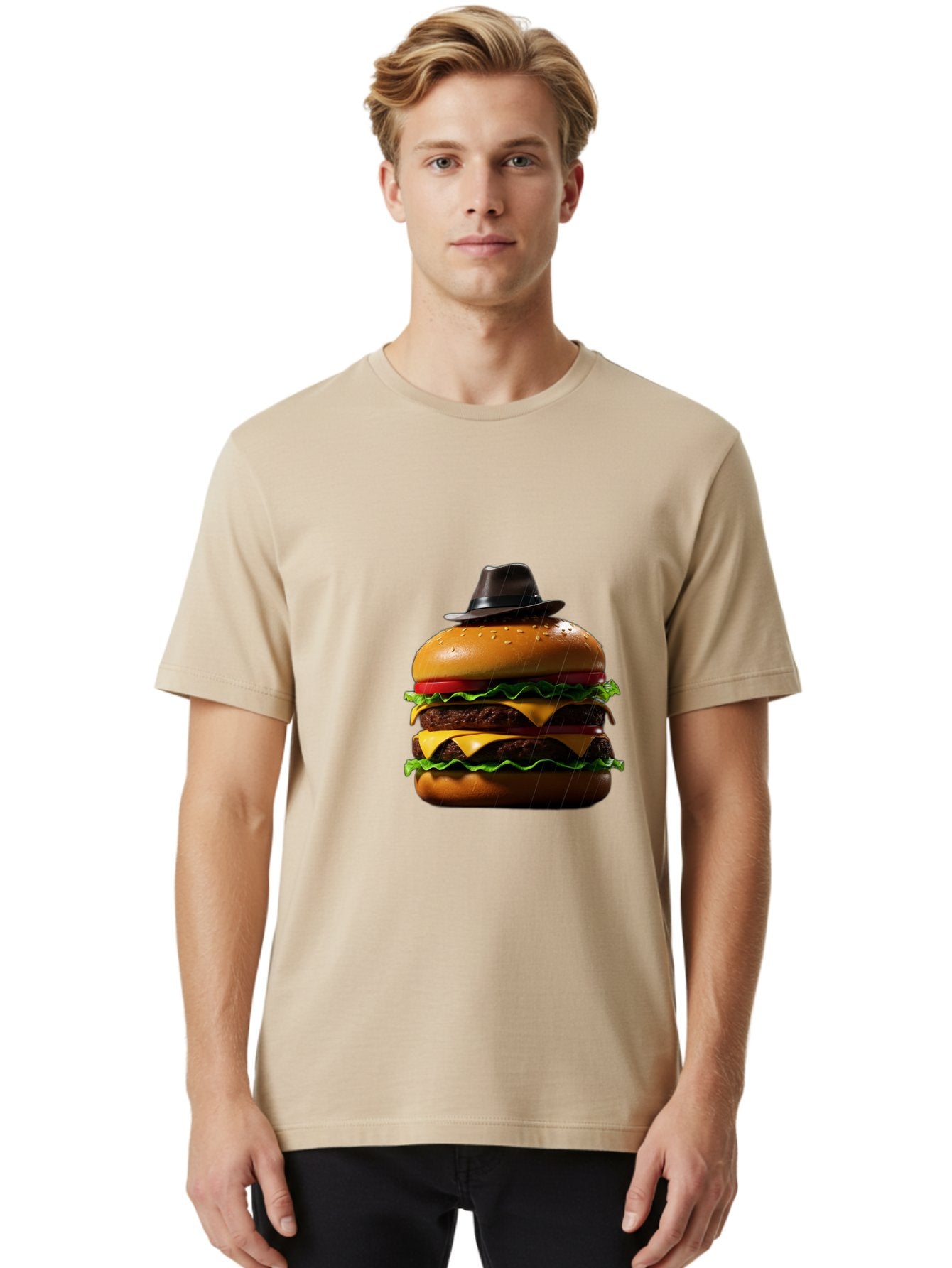 Double-Cheeseburger-With-Hat Men'S Graphic Tee, 100% Cotton, Comfortable Casual Summer Wear, Machine Washable, Vintage Camera, Old Camera, Antique Camera, Black Camera, Classic Photography, Photography Equipment, Nostalgic Device, Film Camera, Bam325 22