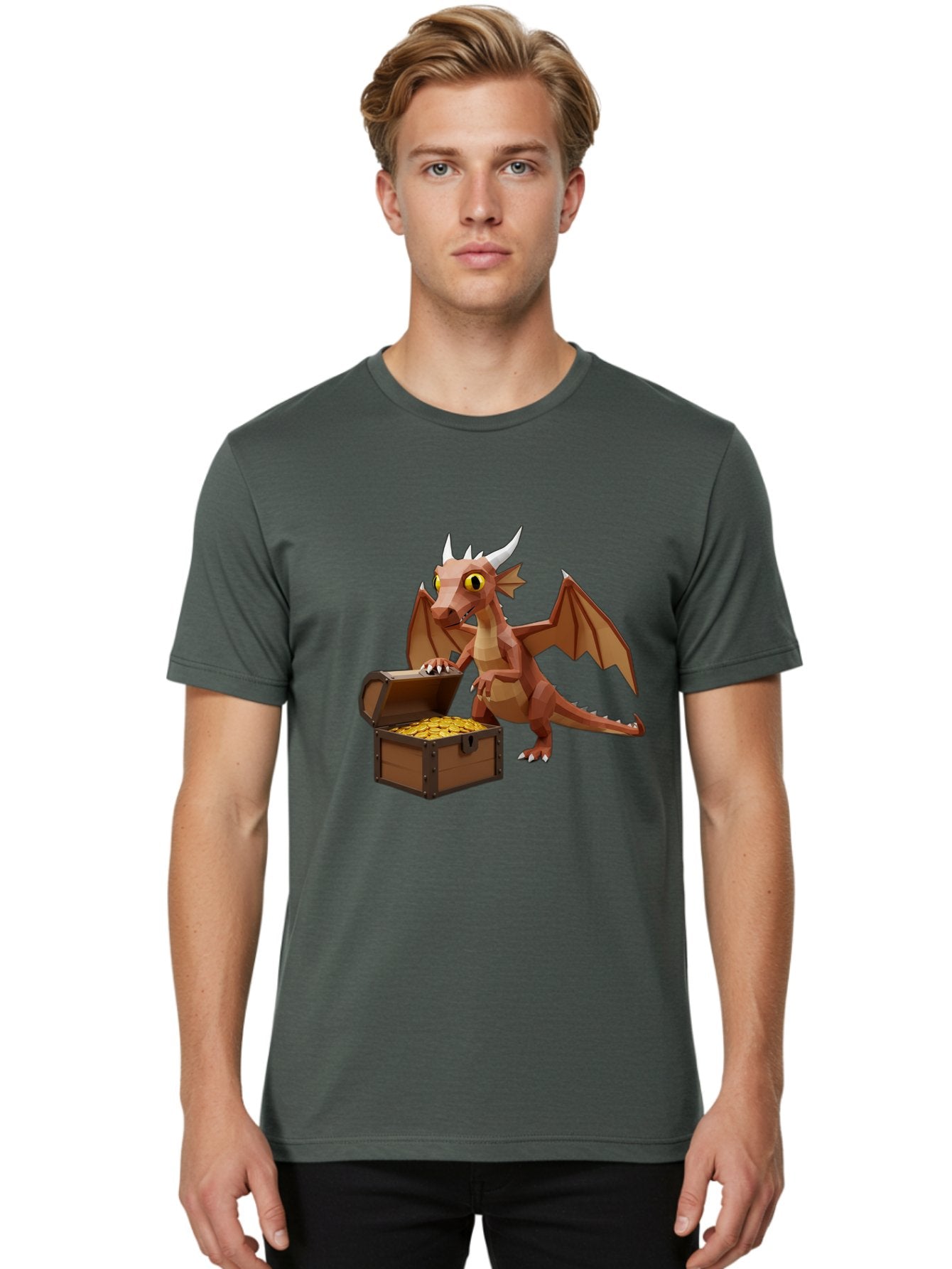 Dragon-With-Treasure-Chest Men'S Graphic Tee, 100% Cotton, Comfortable Casual Summer Wear, Machine Washable, Vintage Camera, Old Camera, Antique Camera, Black Camera, Classic Photography, Photography Equipment, Nostalgic Device, Film Camera, Bam333 25