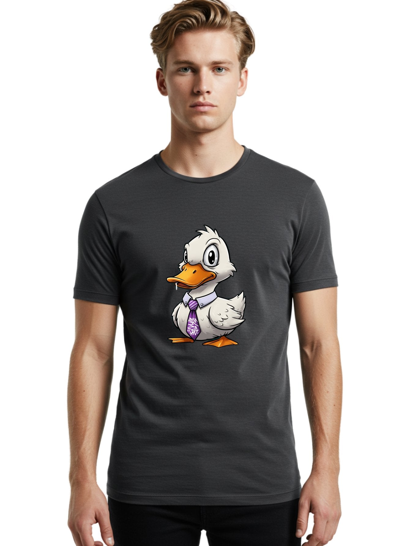 Duck-In-Suit-1 Men'S Graphic Tee, 100% Cotton, Comfortable Casual Summer Wear, Machine Washable, Vintage Camera, Old Camera, Antique Camera, Black Camera, Classic Photography, Photography Equipment, Nostalgic Device, Film Camera, Camera Art Bam339 30