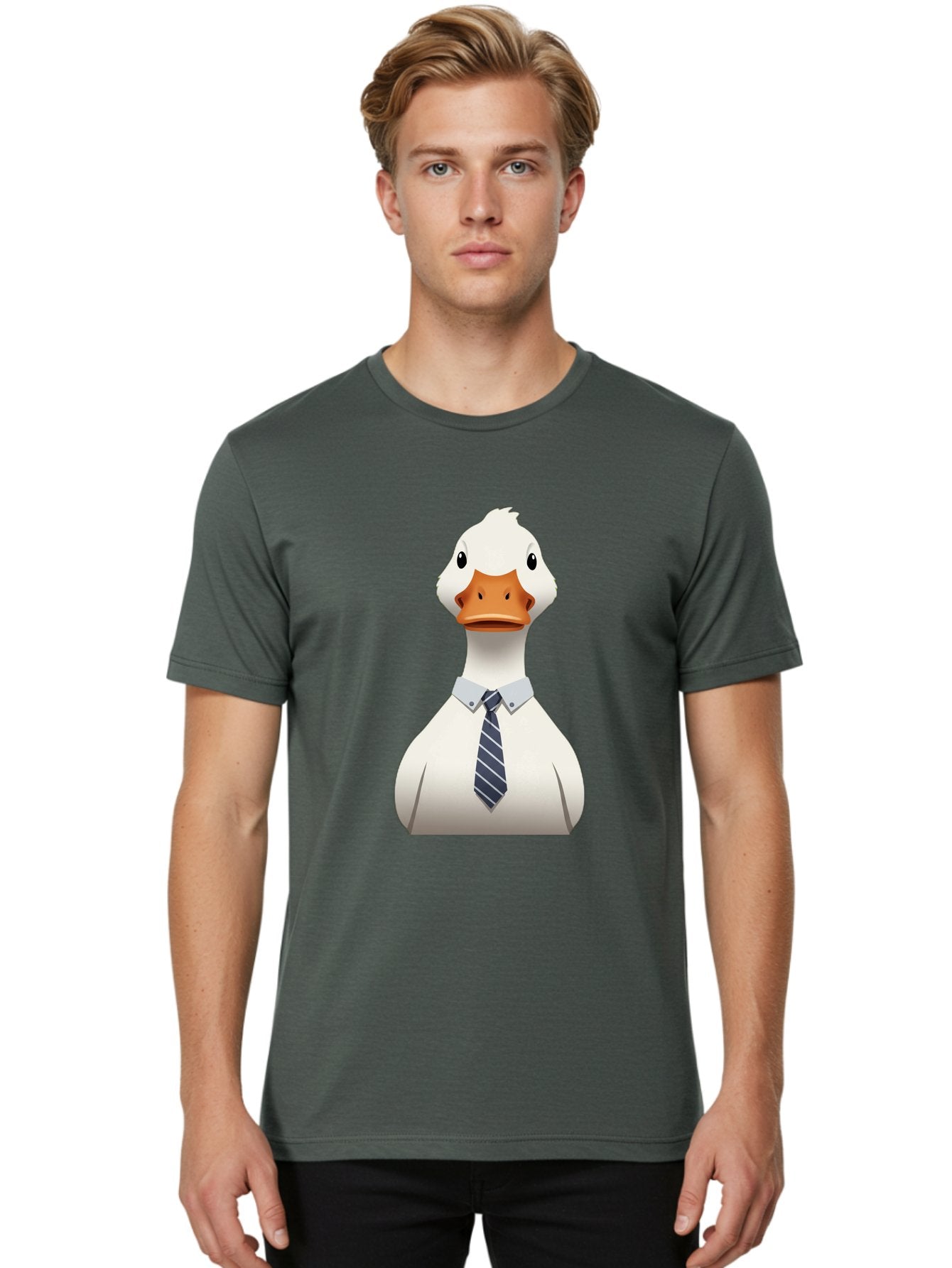 Duck-In-Suit-2 Men'S Graphic Tee, 100% Cotton, Comfortable Casual Summer Wear, Machine Washable, Vintage Camera, Old Camera, Antique Camera, Black Camera, Classic Photography, Photography Equipment, Nostalgic Device, Film Camera, Camera Art Bam340 28