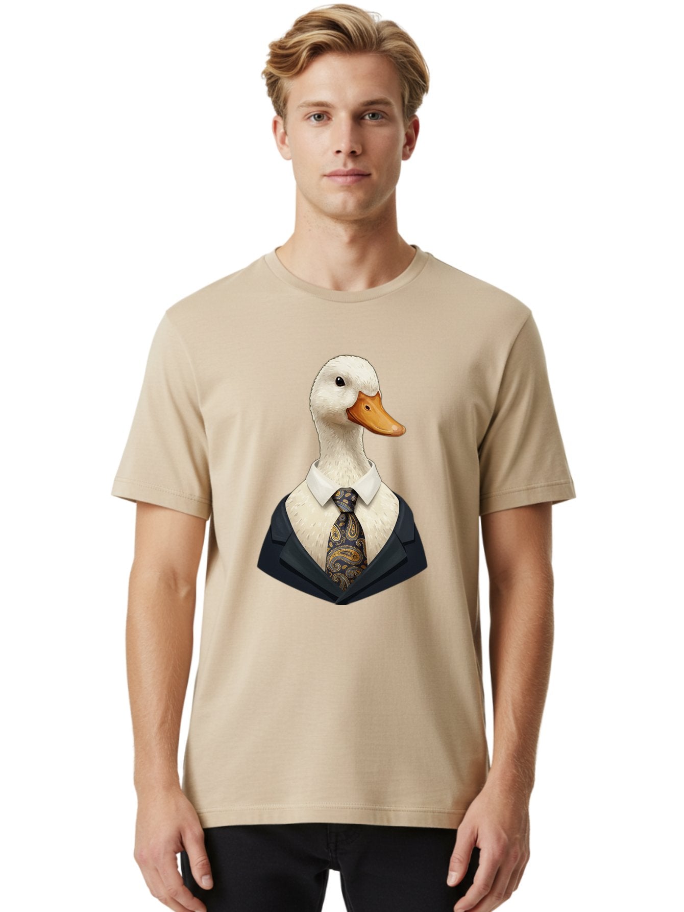 Duck-In-Suit-4 Men'S Graphic Tee, 100% Cotton, Comfortable Casual Summer Wear, Machine Washable, Vintage Camera, Old Camera, Antique Camera, Black Camera, Classic Photography, Photography Equipment, Nostalgic Device, Film Camera, Camera Art Bam342 20