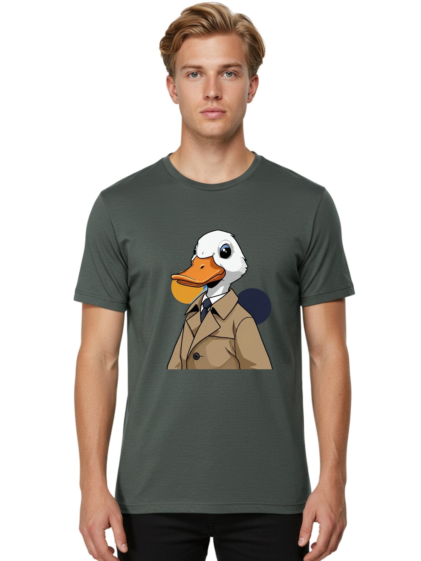 Duck-In-Suit-5 Men'S Graphic Tee, 100% Cotton, Comfortable Casual Summer Wear, Machine Washable, Vintage Camera, Old Camera, Antique Camera, Black Camera, Classic Photography, Photography Equipment, Nostalgic Device, Film Camera, Camera Art Bam343