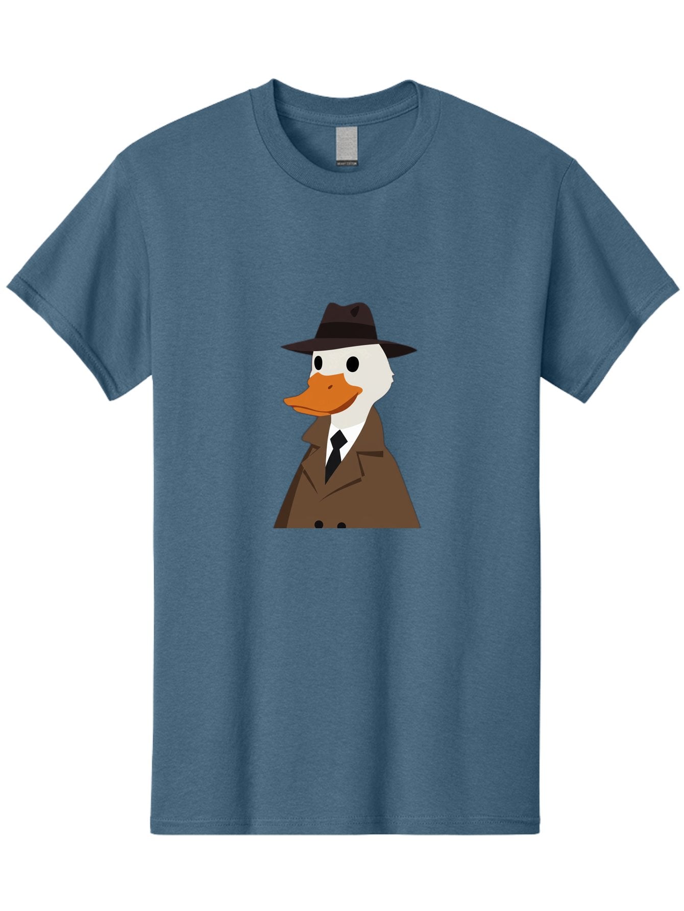 Duck-In-Trench-Coat-And-Fedora Men'S Graphic Tee, 100% Cotton, Comfortable Casual Summer Wear, Machine Washable, Vintage Camera, Old Camera, Antique Camera, Black Camera, Classic Photography, Photography Equipment, Nostalgic Device, Bam347