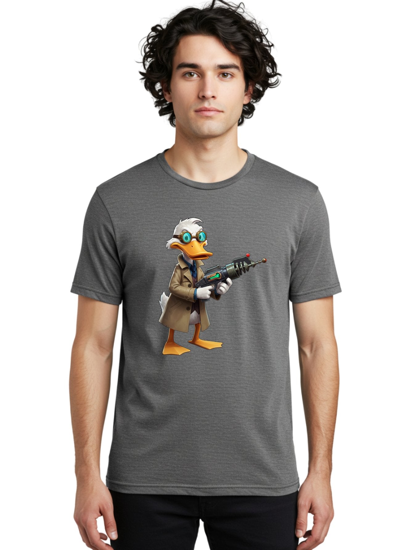 Duck-With-Ray-Gun Men'S Graphic Tee, 100% Cotton, Comfortable Casual Summer Wear, Machine Washable, Vintage Camera, Old Camera, Antique Camera, Black Camera, Classic Photography, Photography Equipment, Nostalgic Device, Film Camera, Camera Art Bam350 17