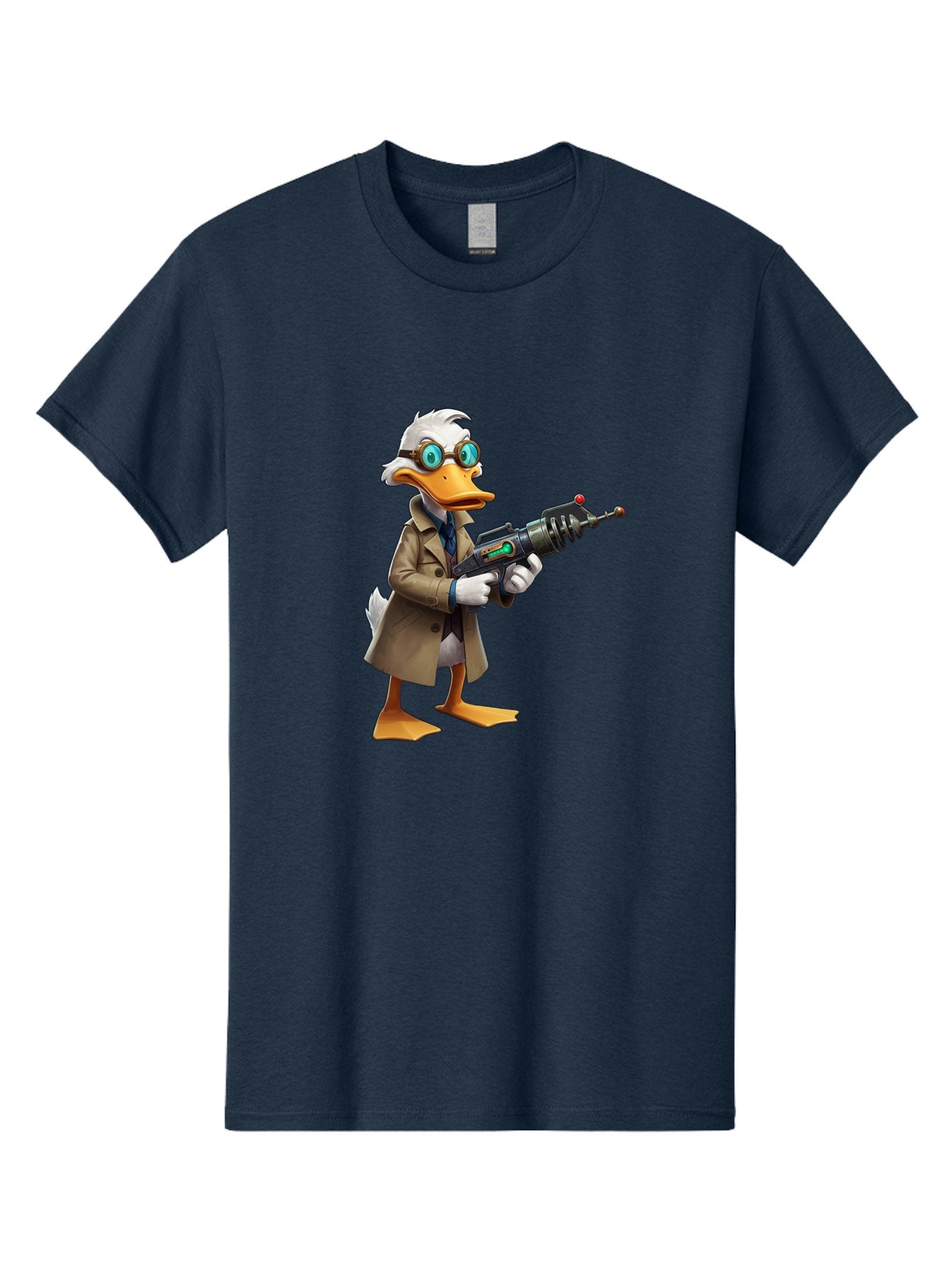 Duck-With-Ray-Gun Men'S Graphic Tee, 100% Cotton, Comfortable Casual Summer Wear, Machine Washable, Vintage Camera, Old Camera, Antique Camera, Black Camera, Classic Photography, Photography Equipment, Nostalgic Device, Film Camera, Camera Art Bam350