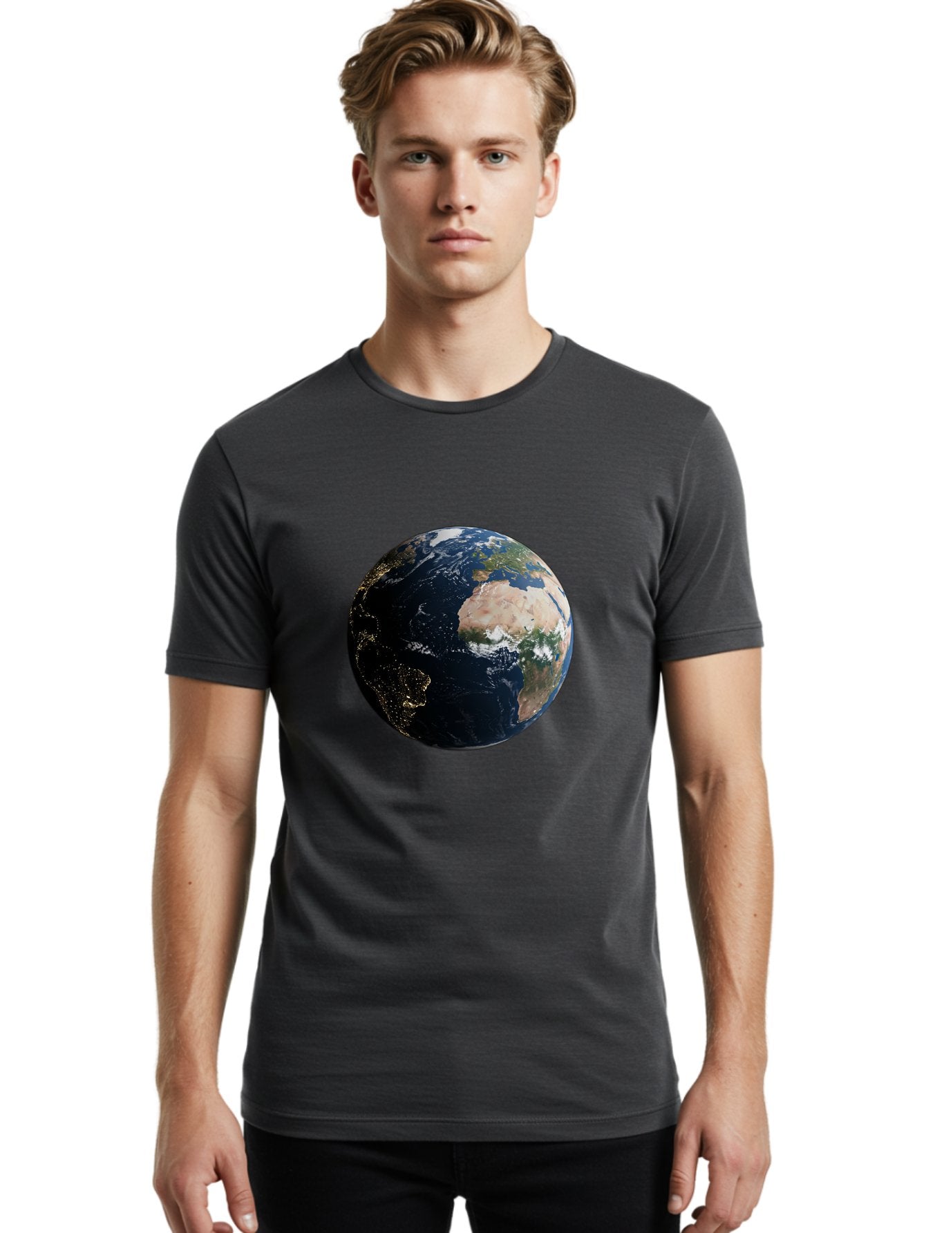 Earth-From-Space-1 Men'S Graphic Tee, 100% Cotton, Comfortable Casual Summer Wear, Machine Washable, Vintage Camera, Old Camera, Antique Camera, Black Camera, Classic Photography, Photography Equipment, Nostalgic Device, Film Camera, Bam356 18