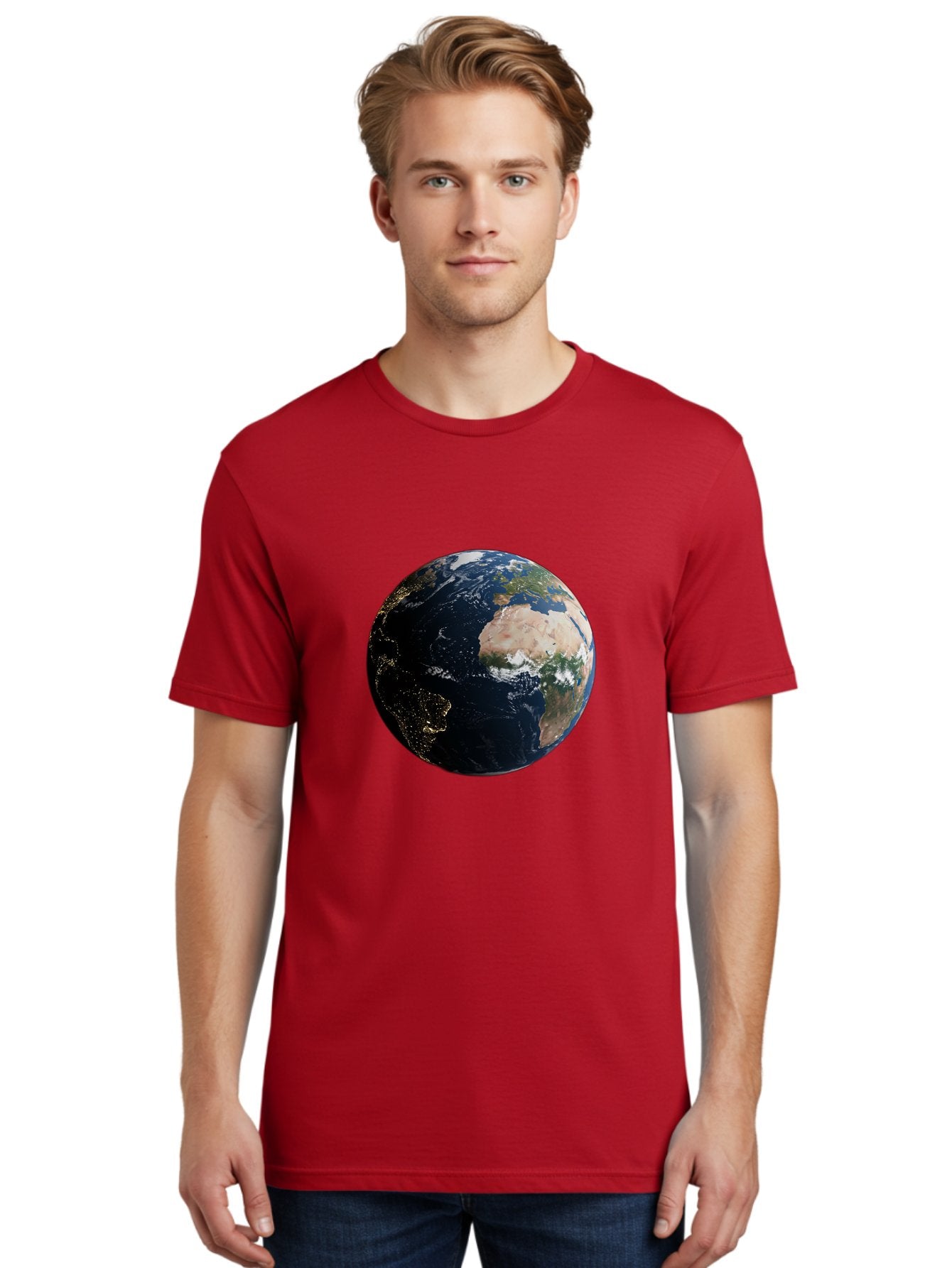 Earth-From-Space-1 Men'S Graphic Tee, 100% Cotton, Comfortable Casual Summer Wear, Machine Washable, Vintage Camera, Old Camera, Antique Camera, Black Camera, Classic Photography, Photography Equipment, Nostalgic Device, Film Camera, Bam356 24