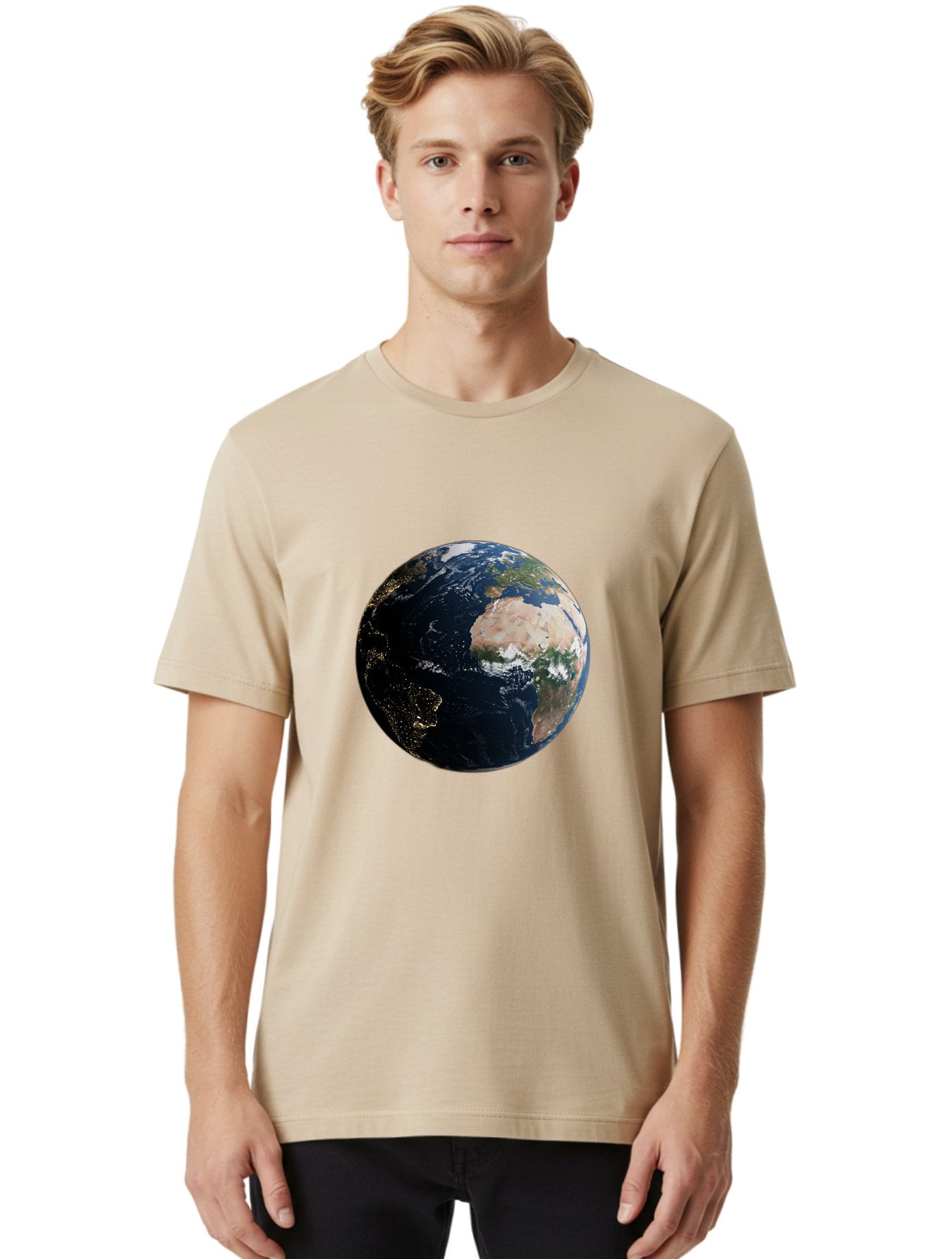 Earth-From-Space-1 Men'S Graphic Tee, 100% Cotton, Comfortable Casual Summer Wear, Machine Washable, Vintage Camera, Old Camera, Antique Camera, Black Camera, Classic Photography, Photography Equipment, Nostalgic Device, Film Camera, Bam356 25